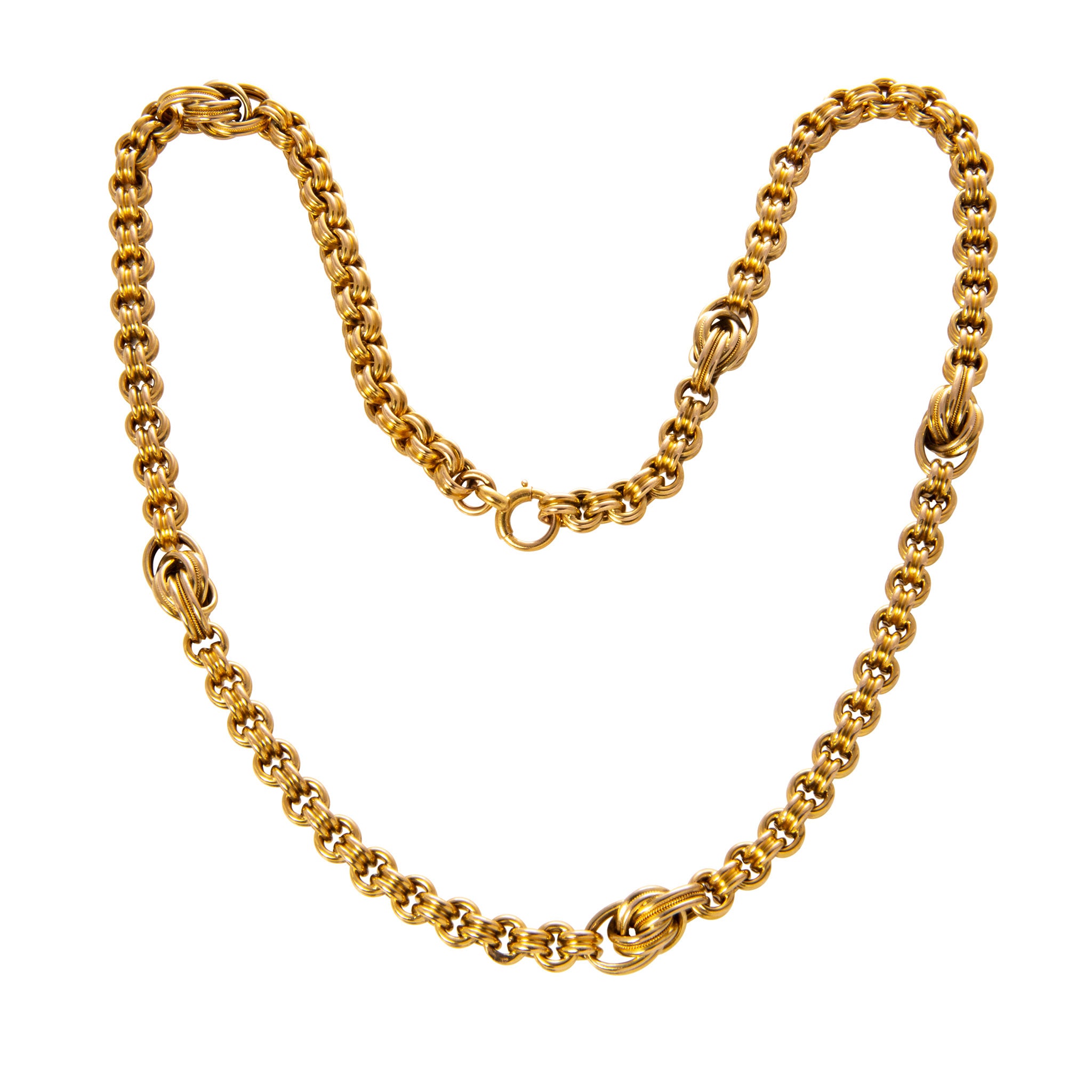 Victorian 14K Yellow Gold Mixed Link Chain Necklace