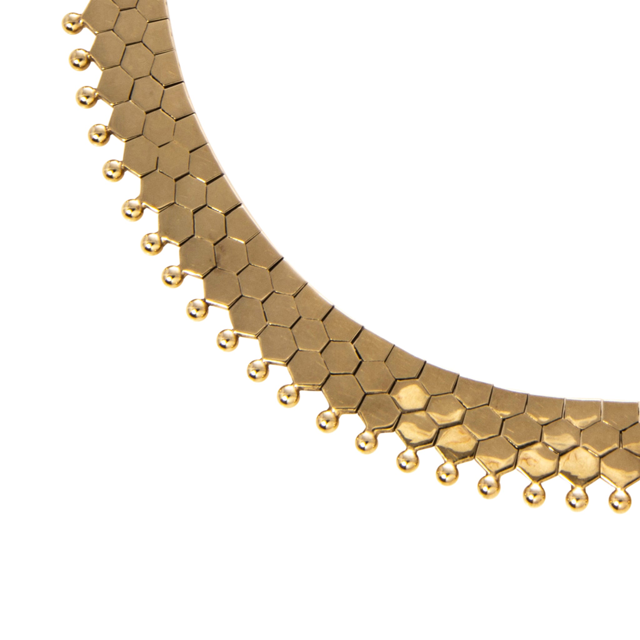 Vintage 14K Yellow Gold Hexagonal Collar Necklace