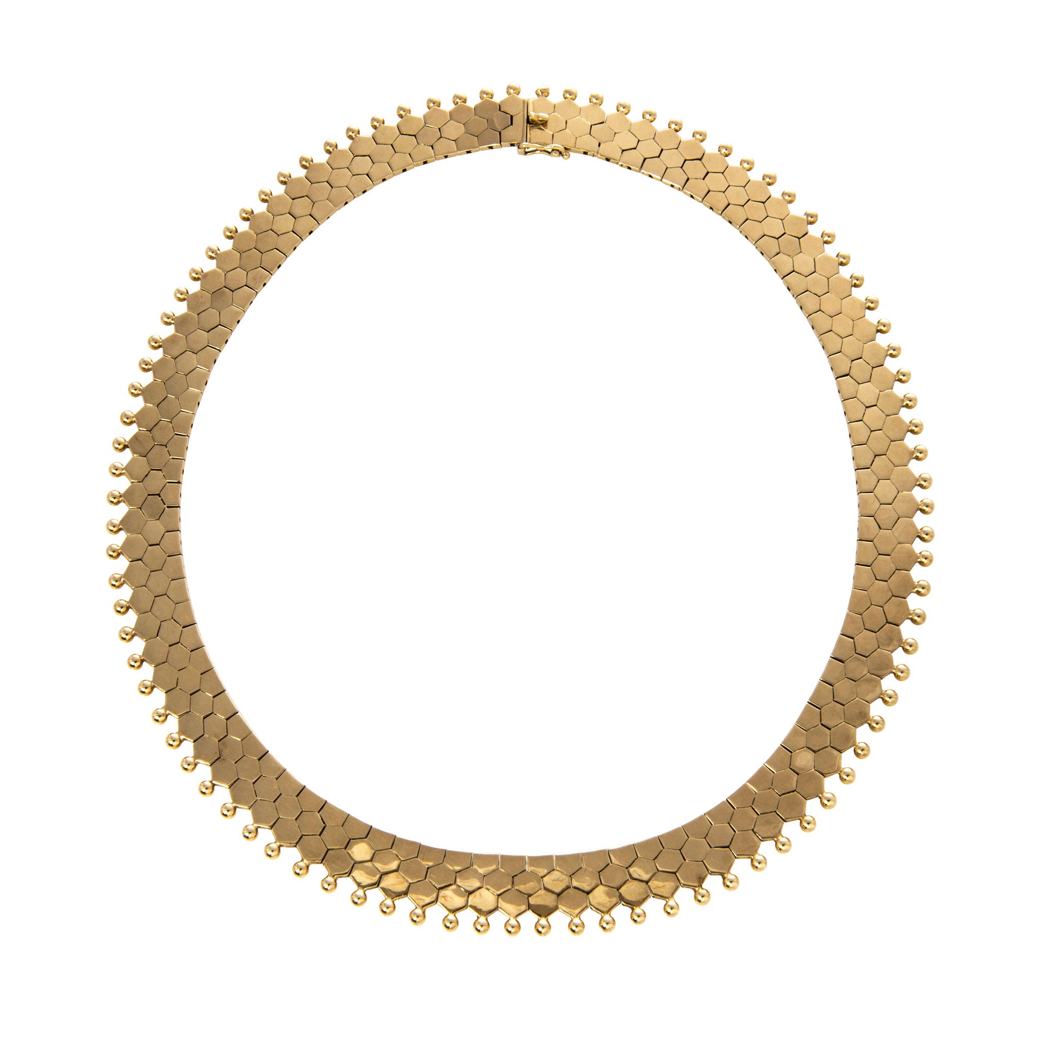 Vintage 14K Yellow Gold Hexagonal Collar Necklace