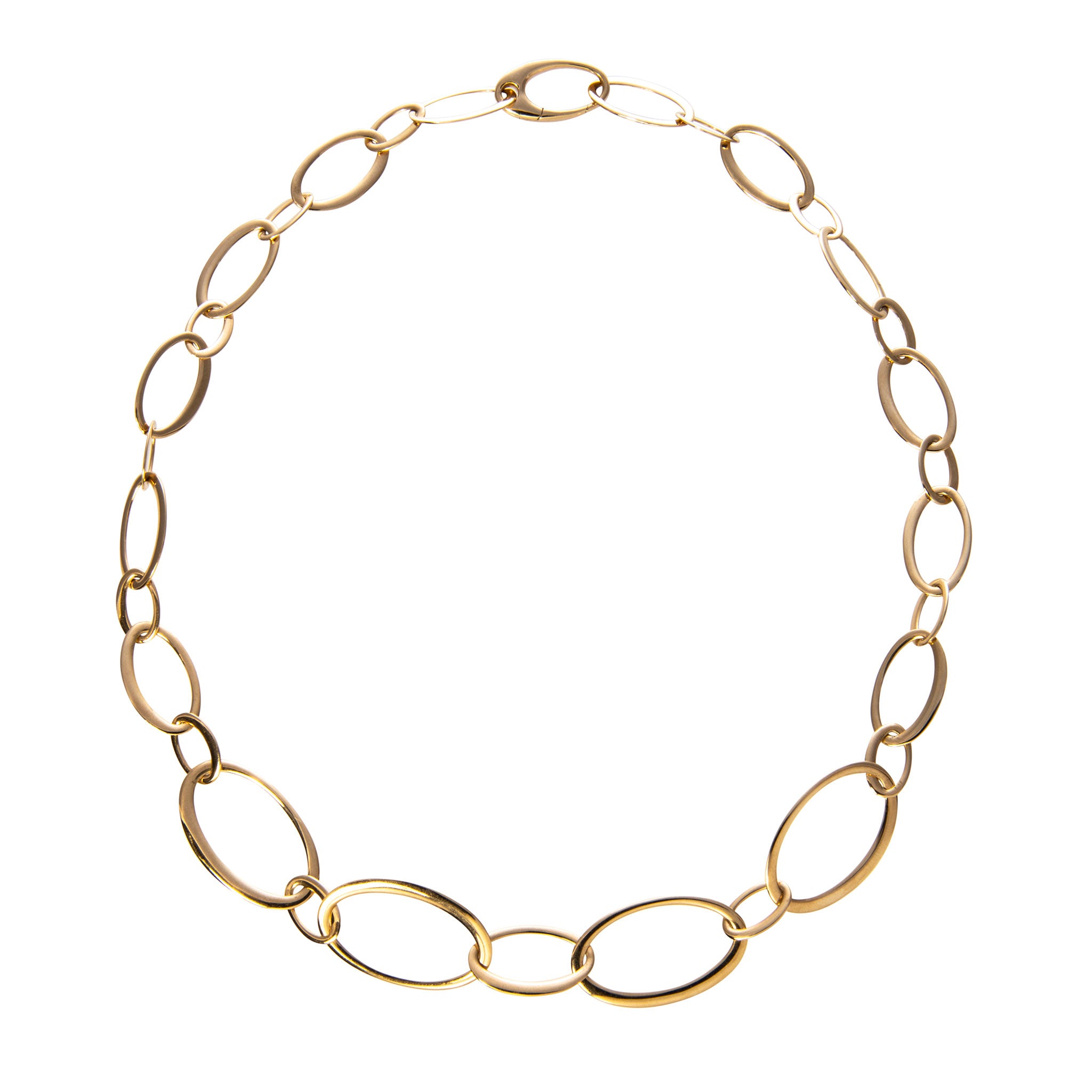 18K Yellow Gold Italian Graduated Large Oval Link Necklace