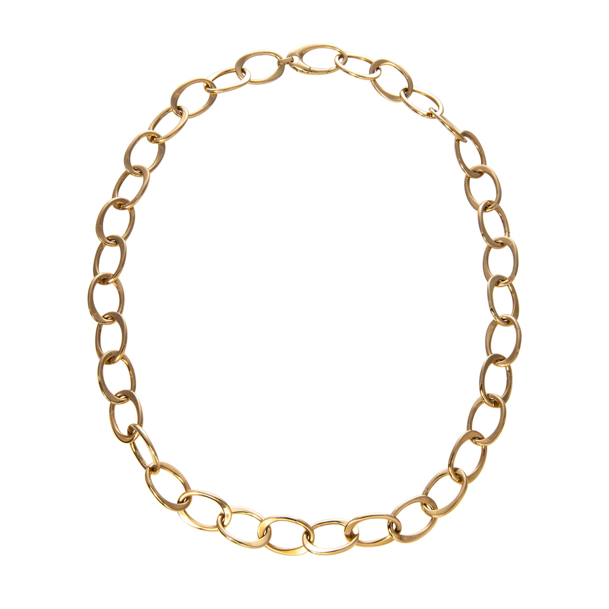 18K Yellow Gold Italian Large Oval Link Necklace