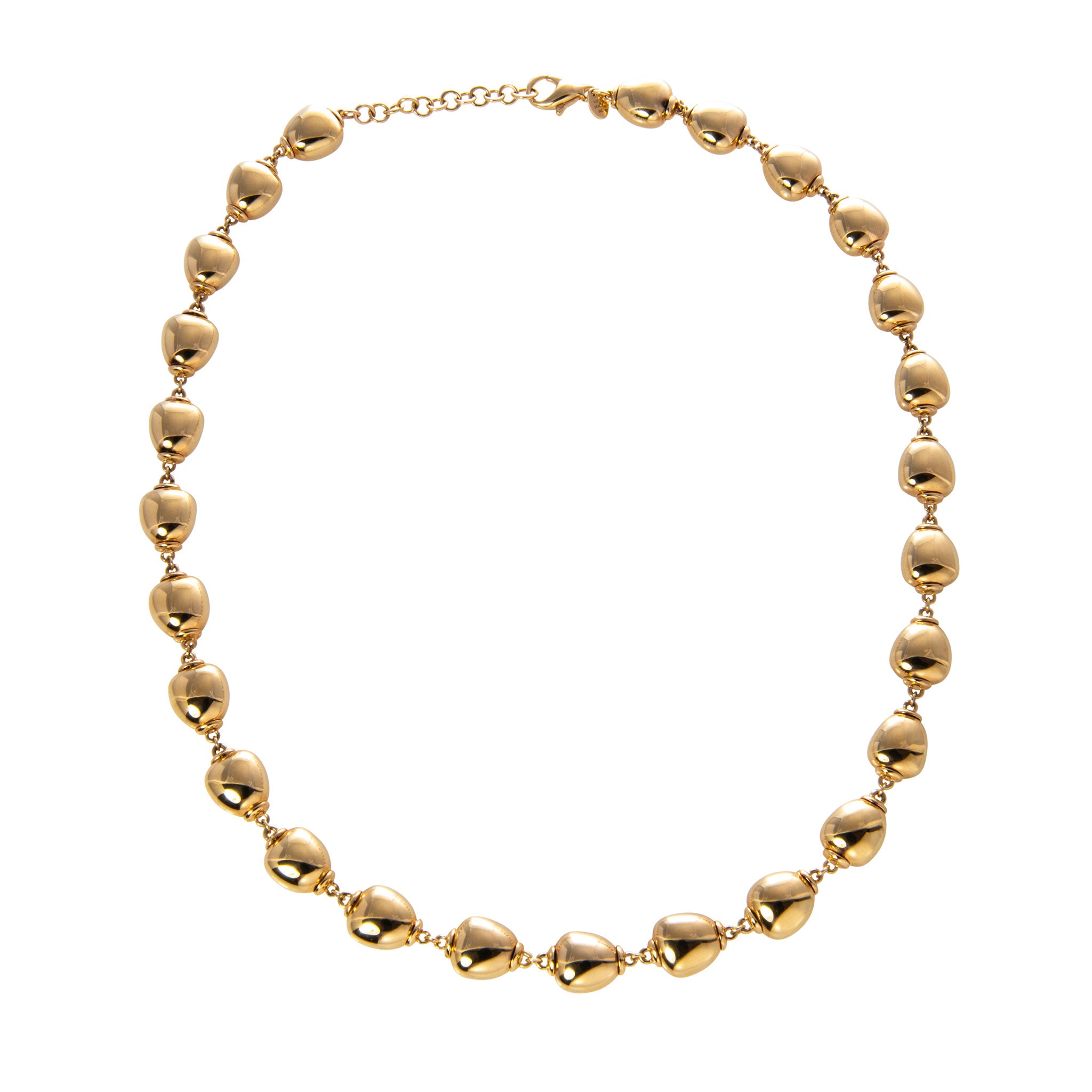 14K Yellow Gold Italian Polished Bead Chain Necklace