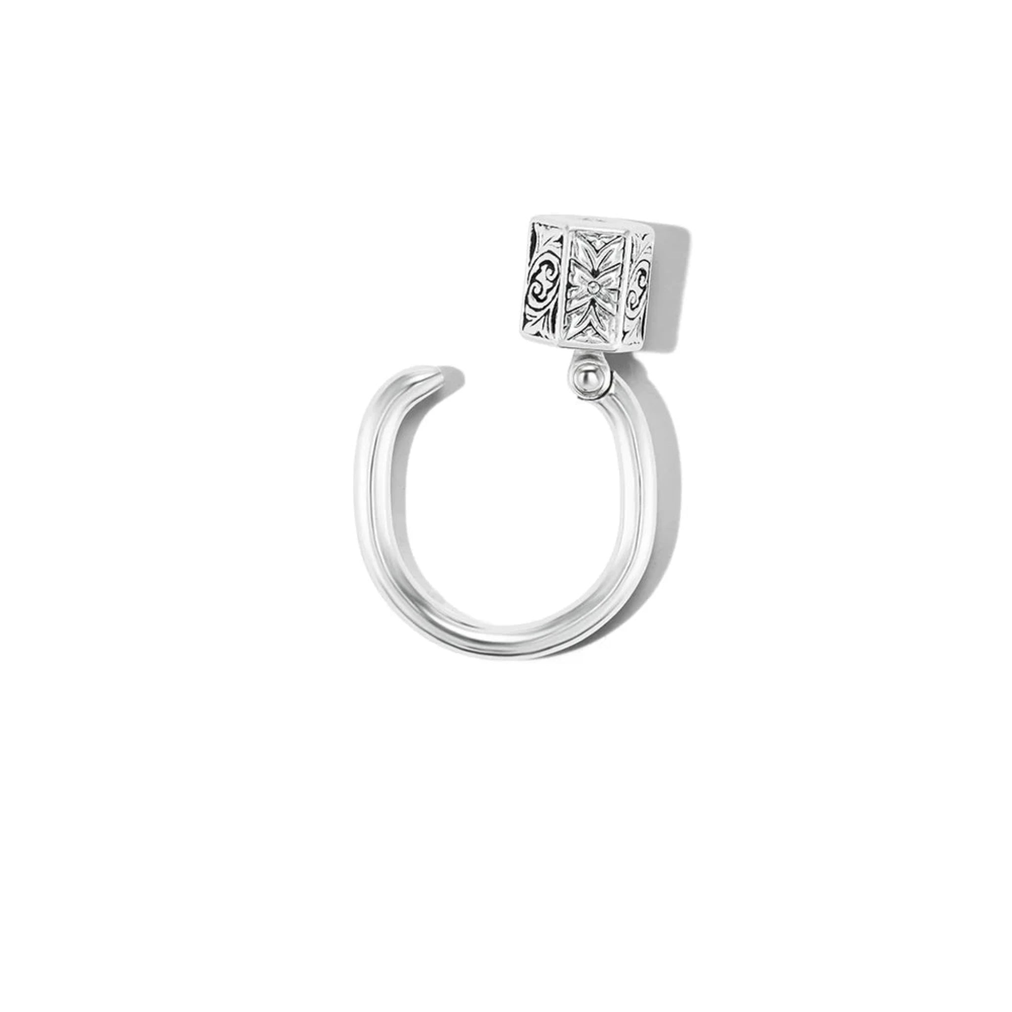 Marla Aaron Silver Embossed Chubby Trundle Lock Ring