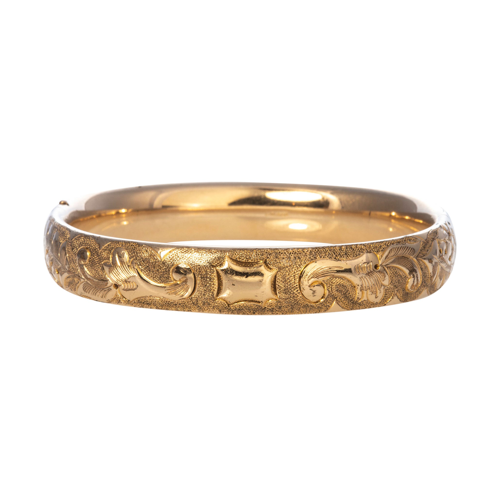 Vintage Engraved Scroll Pattern Gold-Filled Bangle