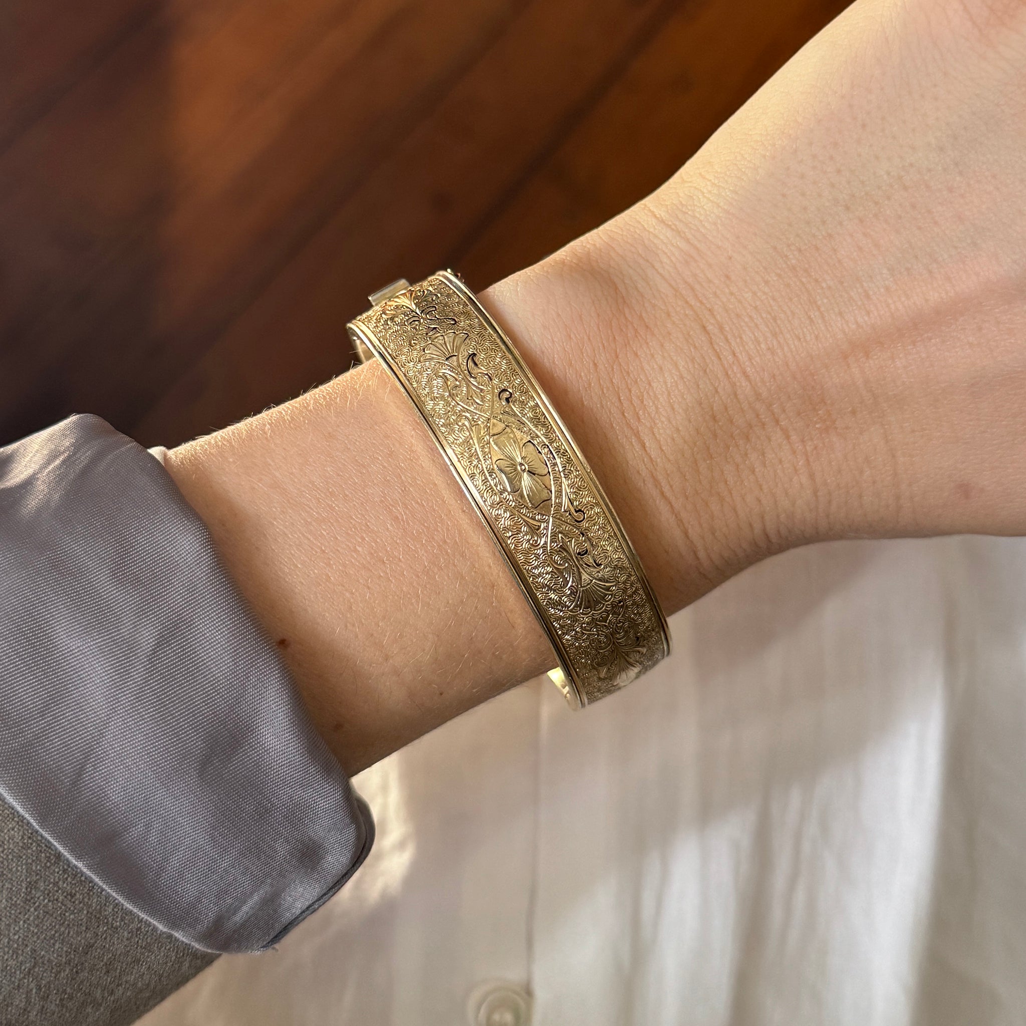 Victorian Taille d’Epargné Gold-Filled Bangle