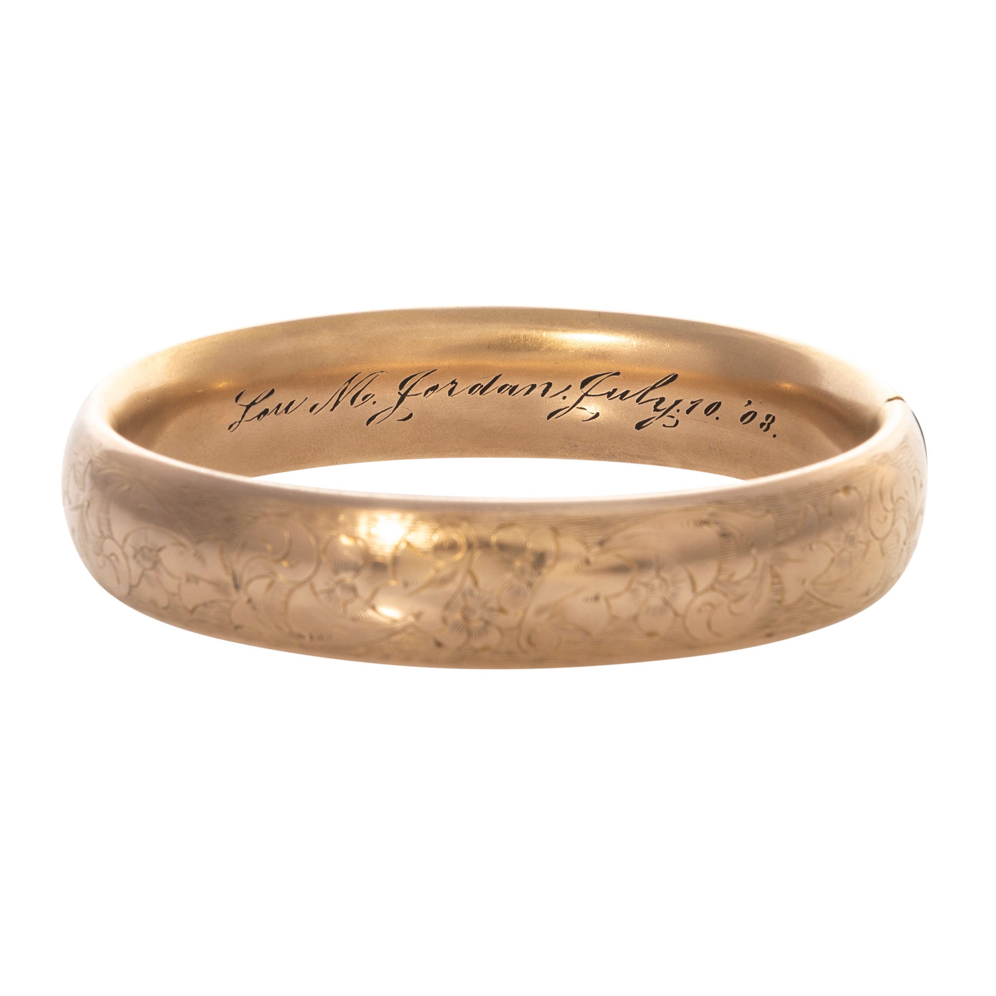 Vintage Engraved Floral Pattern Gold-Filled Bangle