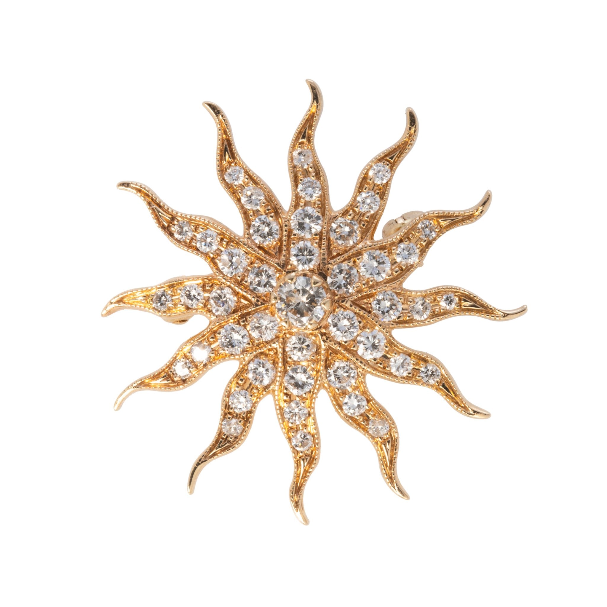 Estate 14K Gold Diamond Starburst Pendant