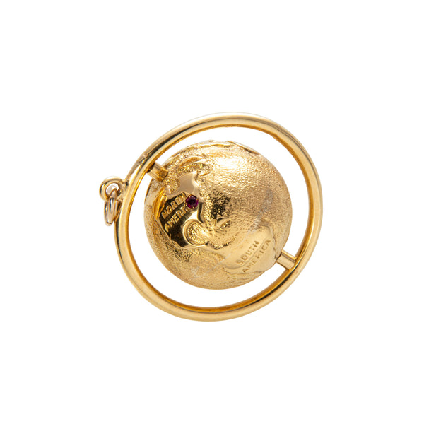 14kt Yellow Gold Moving outlets Globe Charm