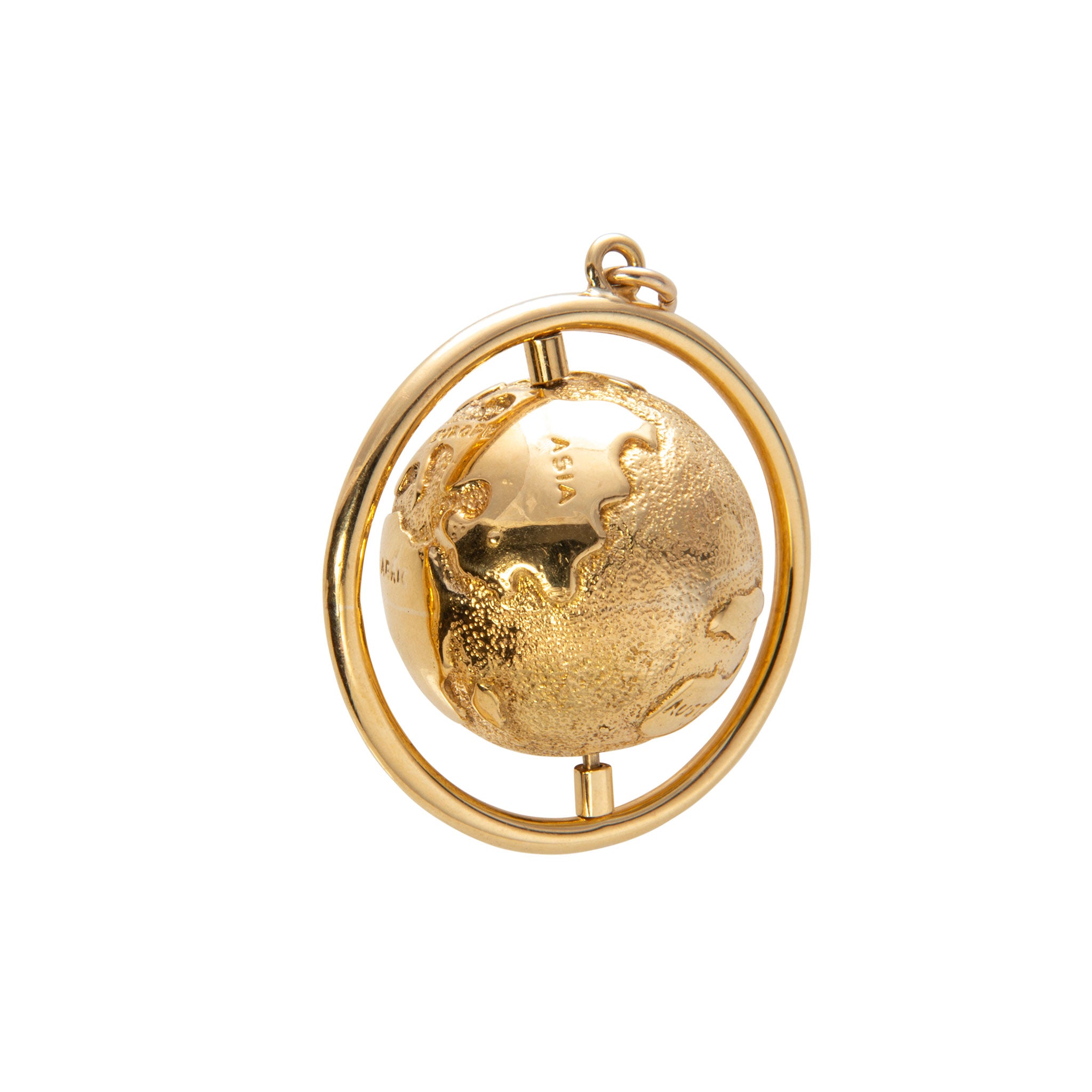 Vintage 18K Yellow Gold Spinning Globe Charm