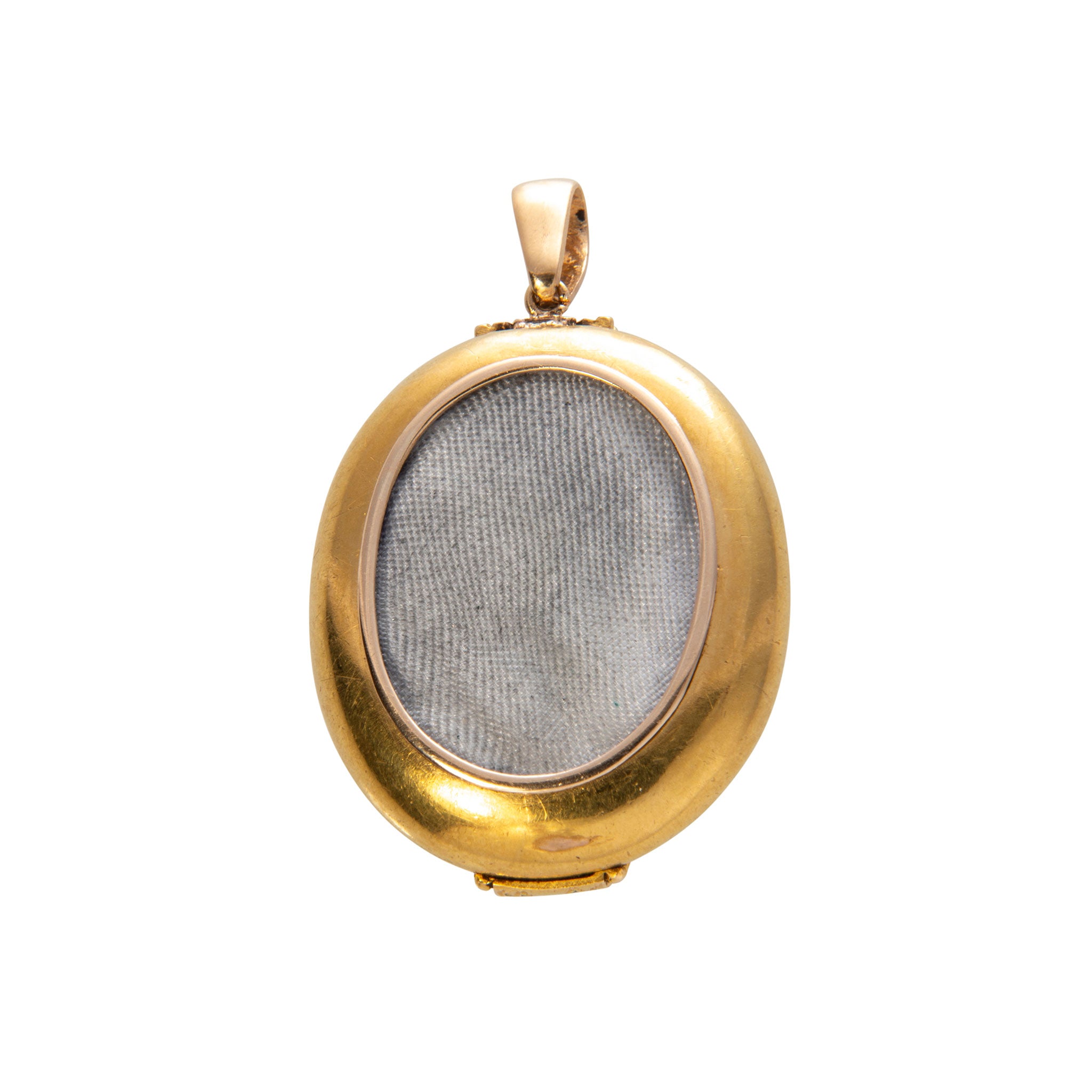 Victorian Pearl & Enamel 18K Yellow Gold Oval Locket Pendant