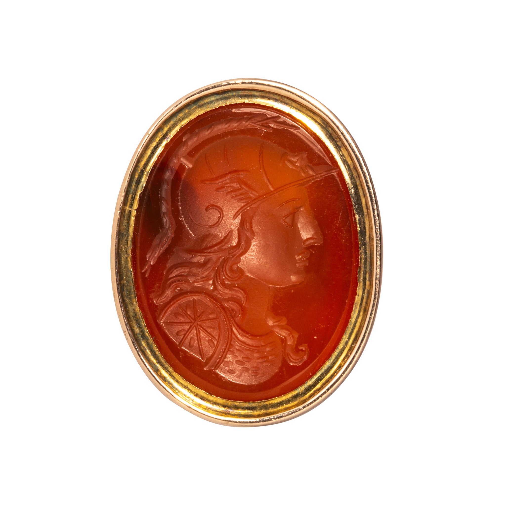 Victorian Carnelian Intaglio 9K Gold Fob Pendant