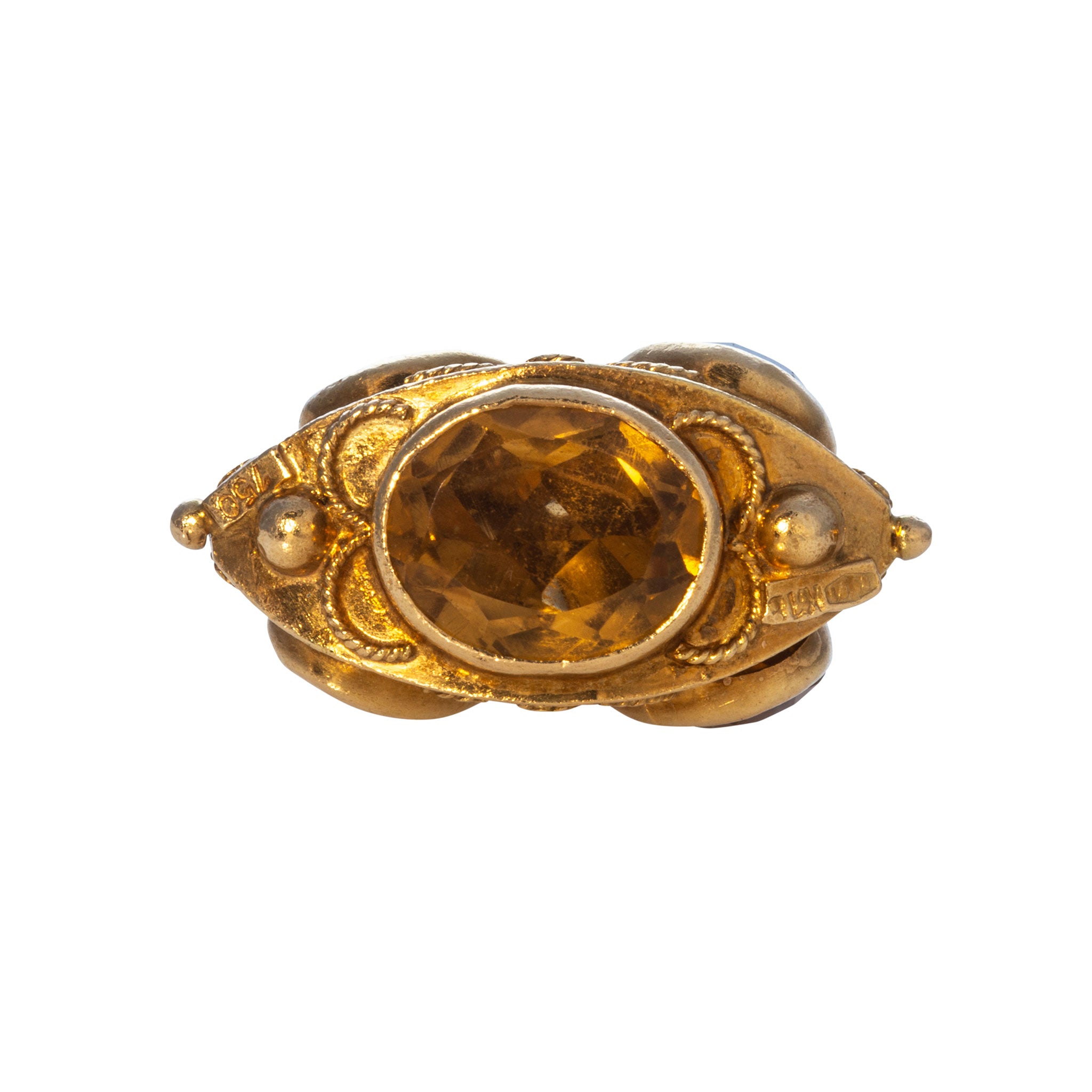 Vintage Etruscan Revival Citrine 18K Gold Charm