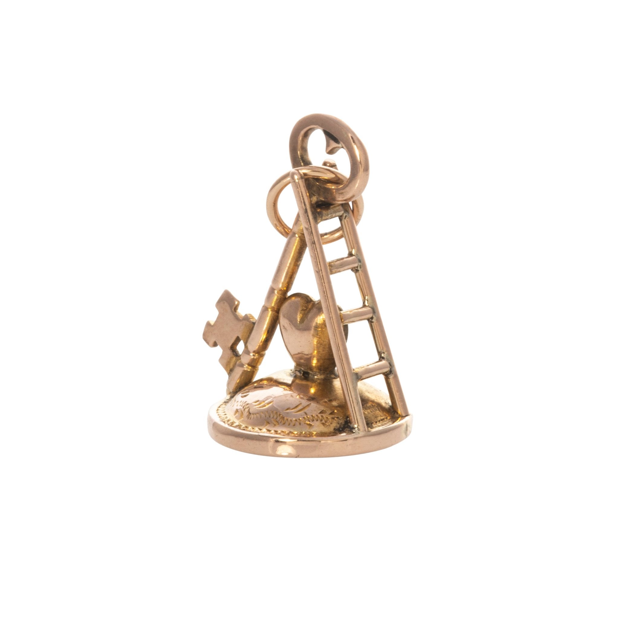 Estate 9K Gold Key to My Heart Fob Pendant