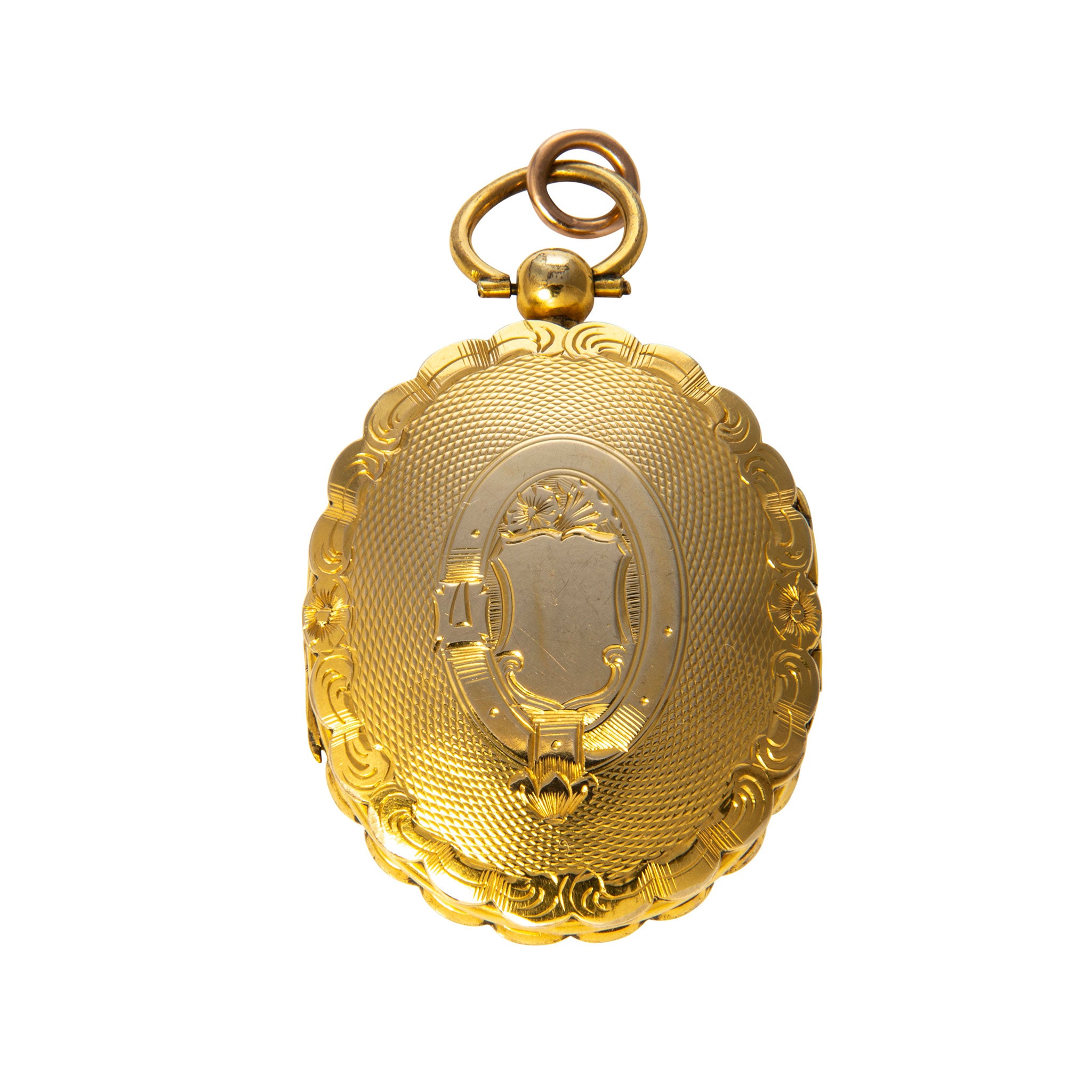 Victorian 9K Gold Back & Front Mourning Locket Pendant