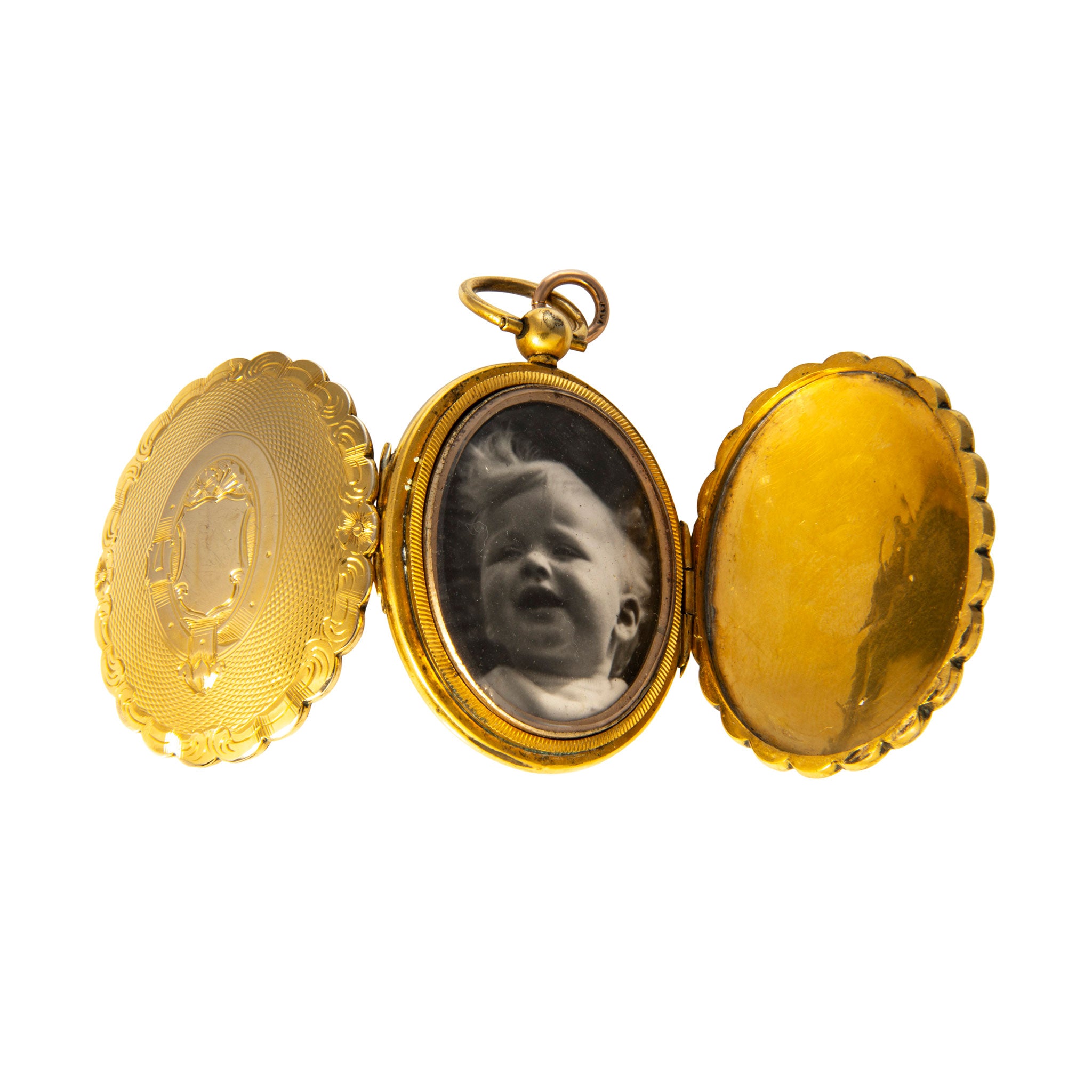 Victorian 9K Gold Back & Front Mourning Locket Pendant