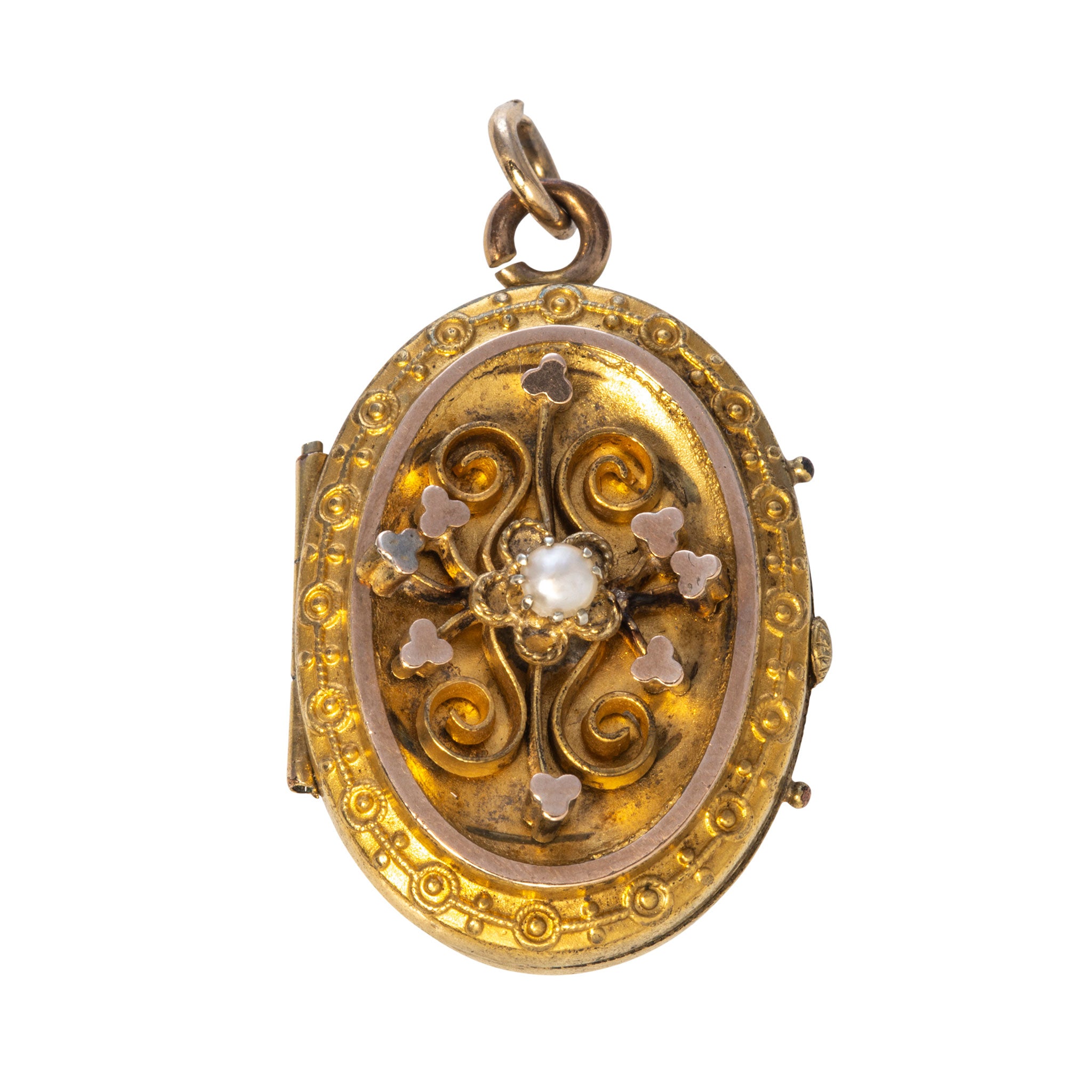 Victorian Pearl Gold-Filled Oval Locket Pendant