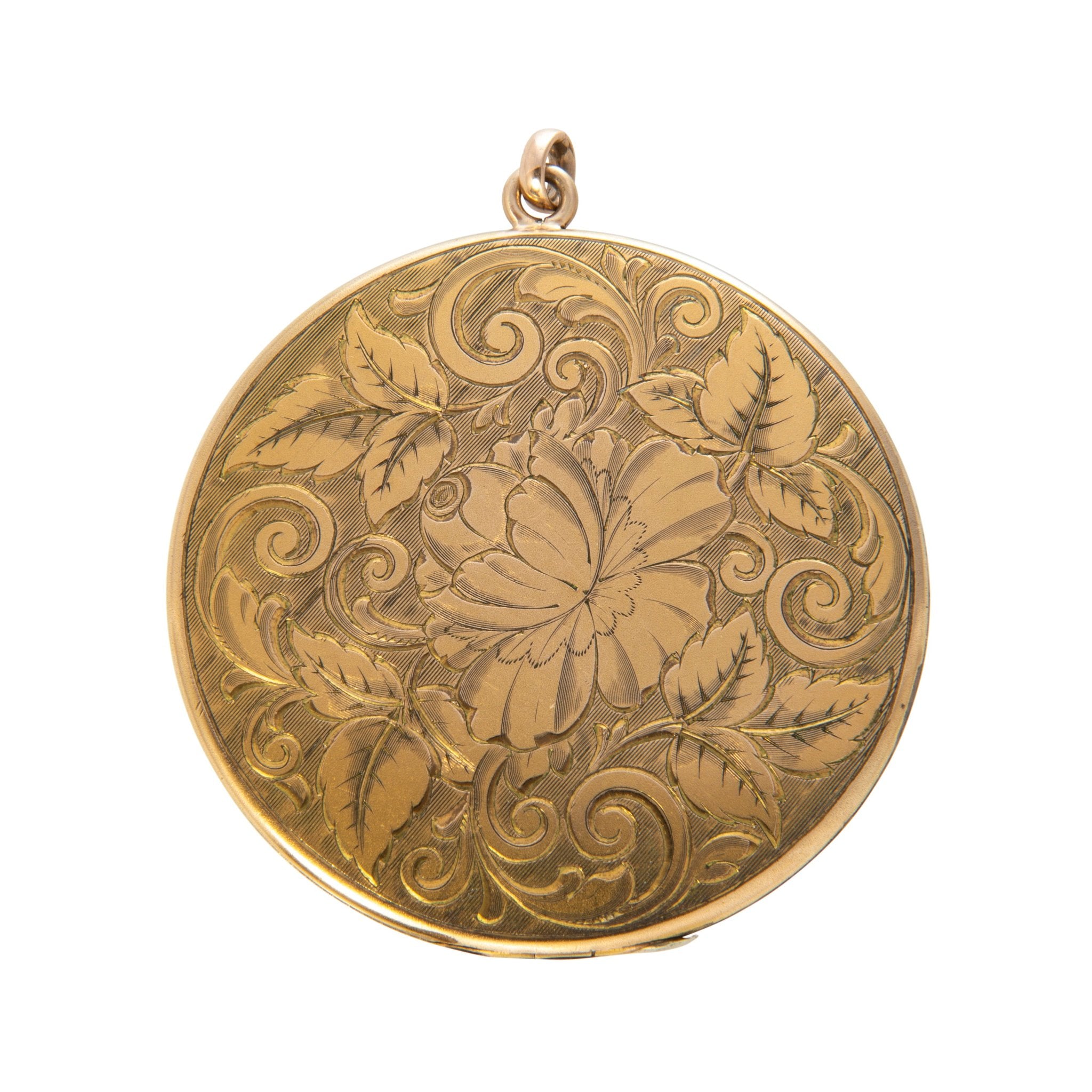 Estate Engraved Gold Filled Round Locket