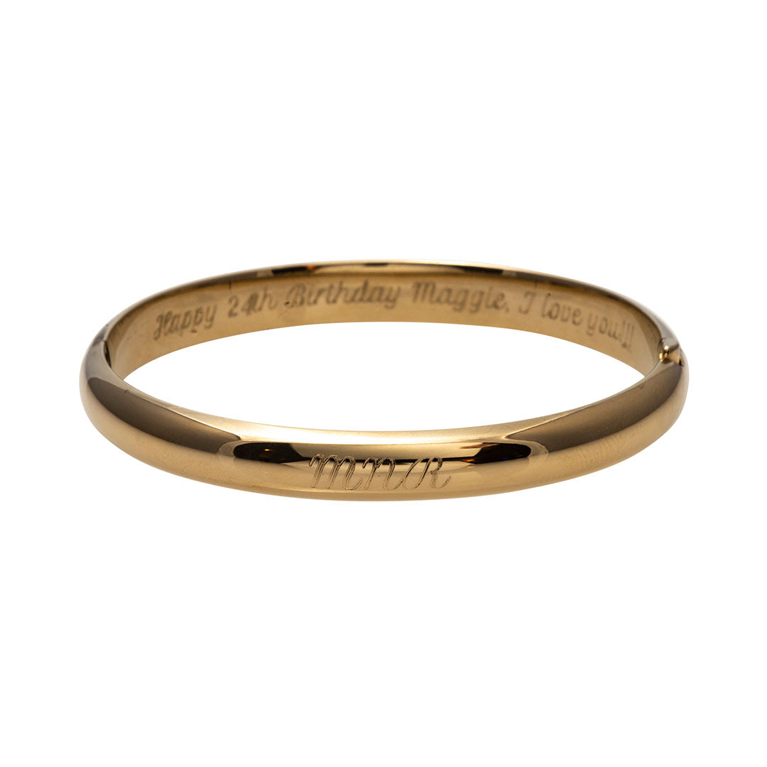 Adult 14K Gold Filled Plain 8mm Large Bangle wth machine engraved initials