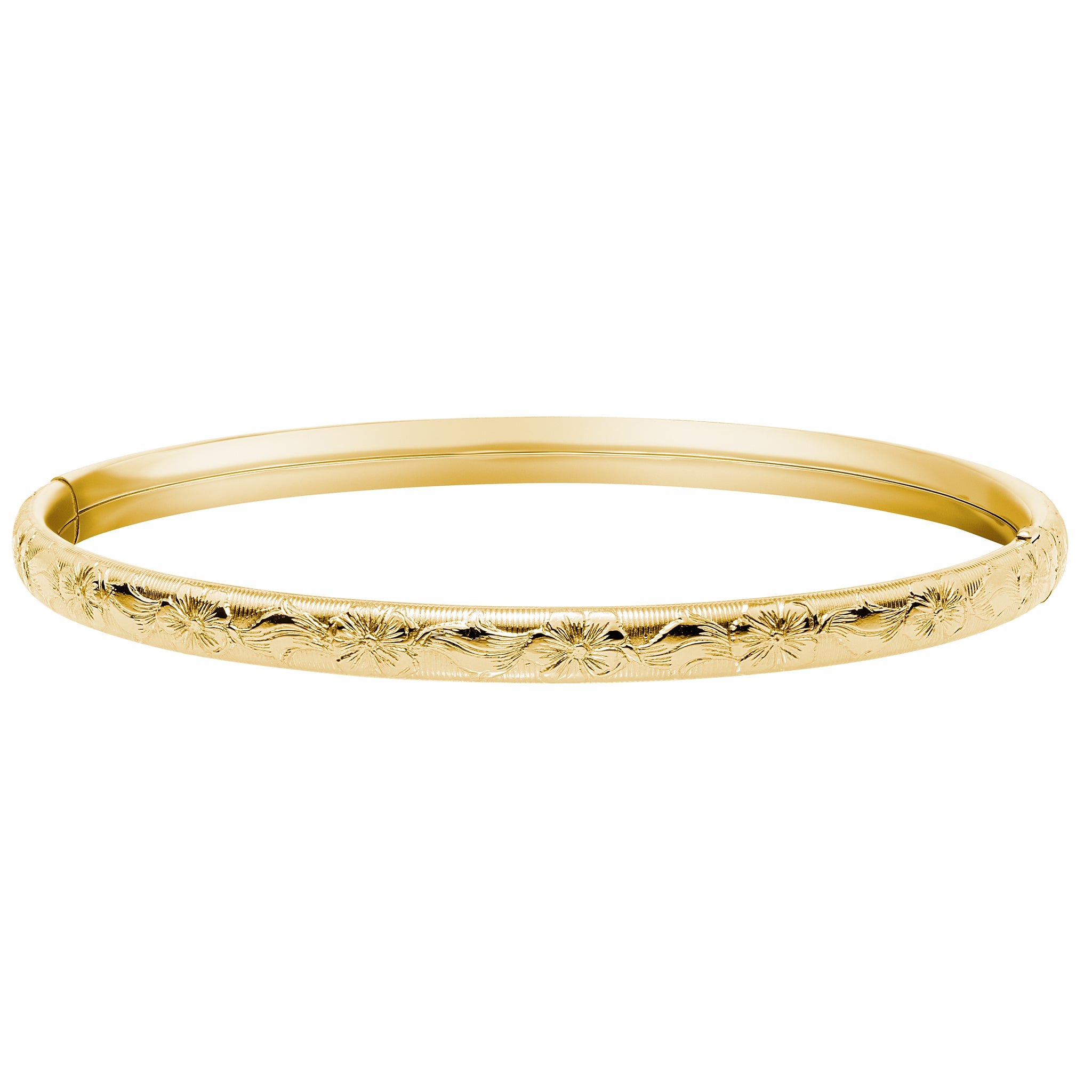 14K Gold-Filled Floral Embossed 5mm Bangle