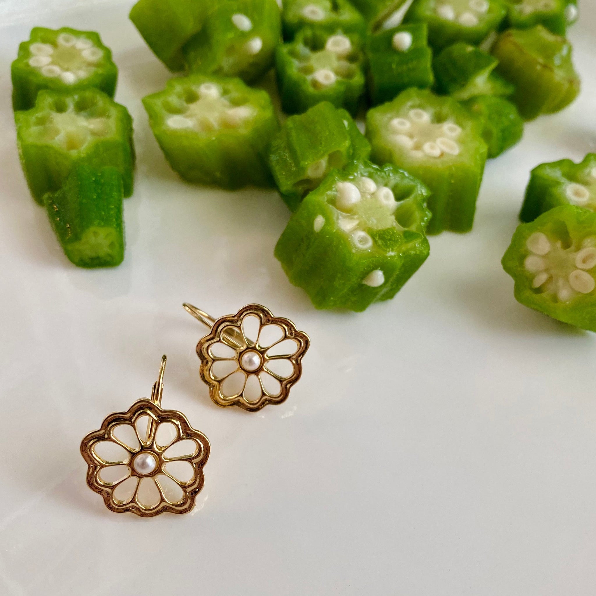 Goldbug Okra Drop Earrings