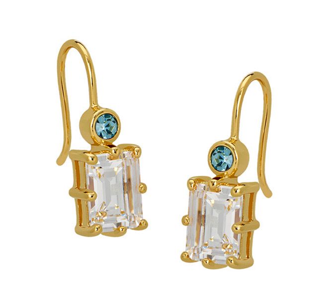 Goldbug March Birthstone Drop Earrings