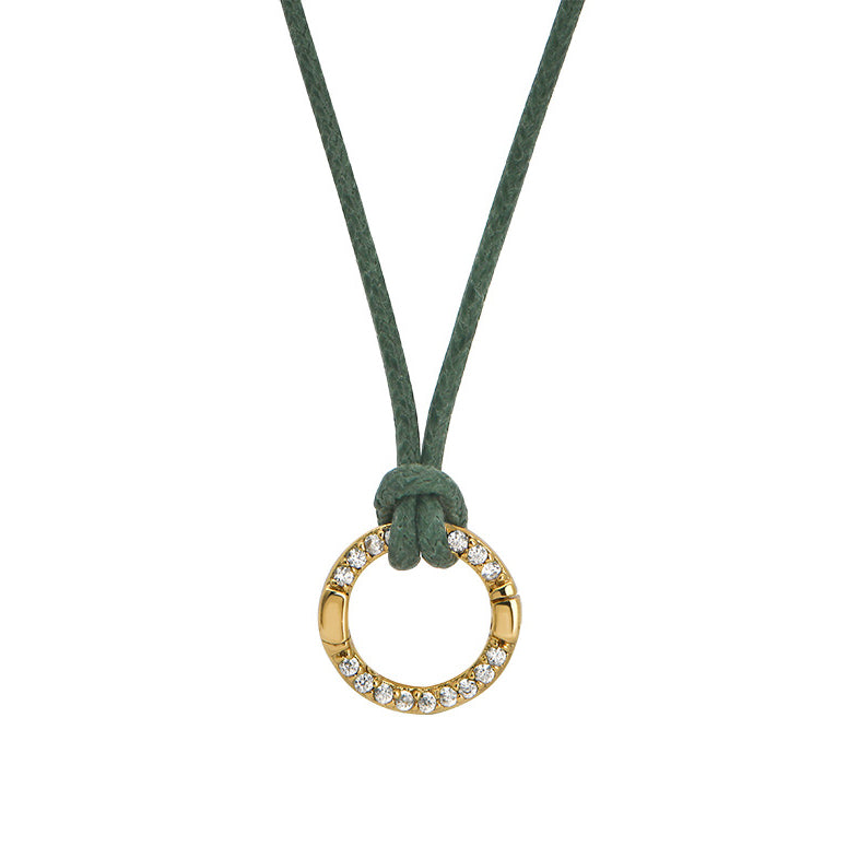 Goldbug Charm Clasp Waxed Cord Necklace Okra Green