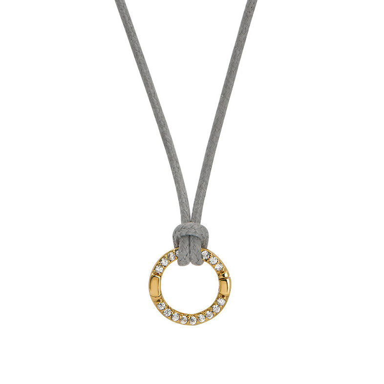 Goldbug Charm Clasp Waxed Cord Necklace Sea Glass Grey