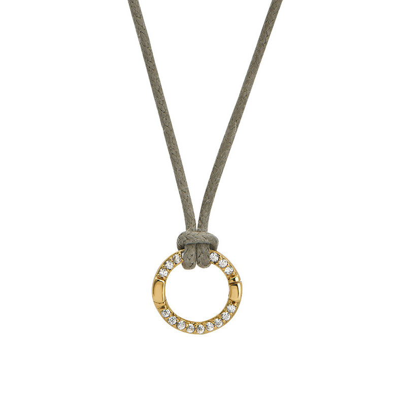 Goldbug Charm Clasp Waxed Cord Necklace Sand Taupe