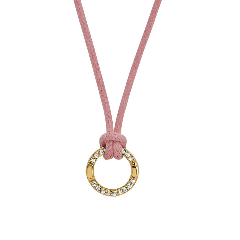 Goldbug Charm Clasp Waxed Cord Necklace Petal Pink