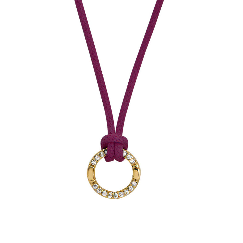 Goldbug Charm Clasp Waxed Cord Necklace Cranberry Red