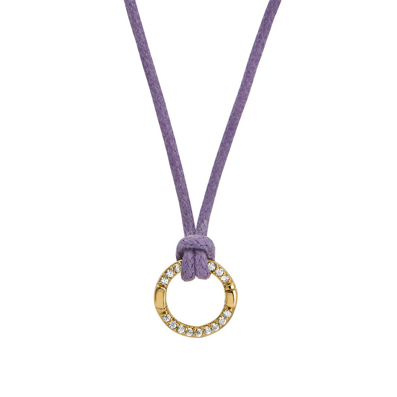 Goldbug Charm Clasp Waxed Cord Necklace Wisteria Purple