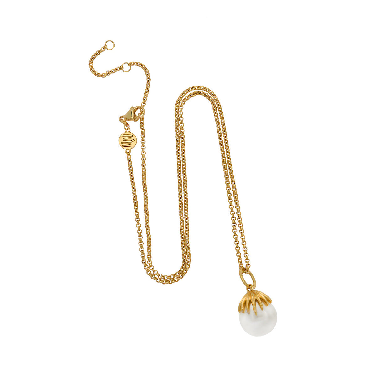 Goldbug Single Palm Pearl Charm Necklace