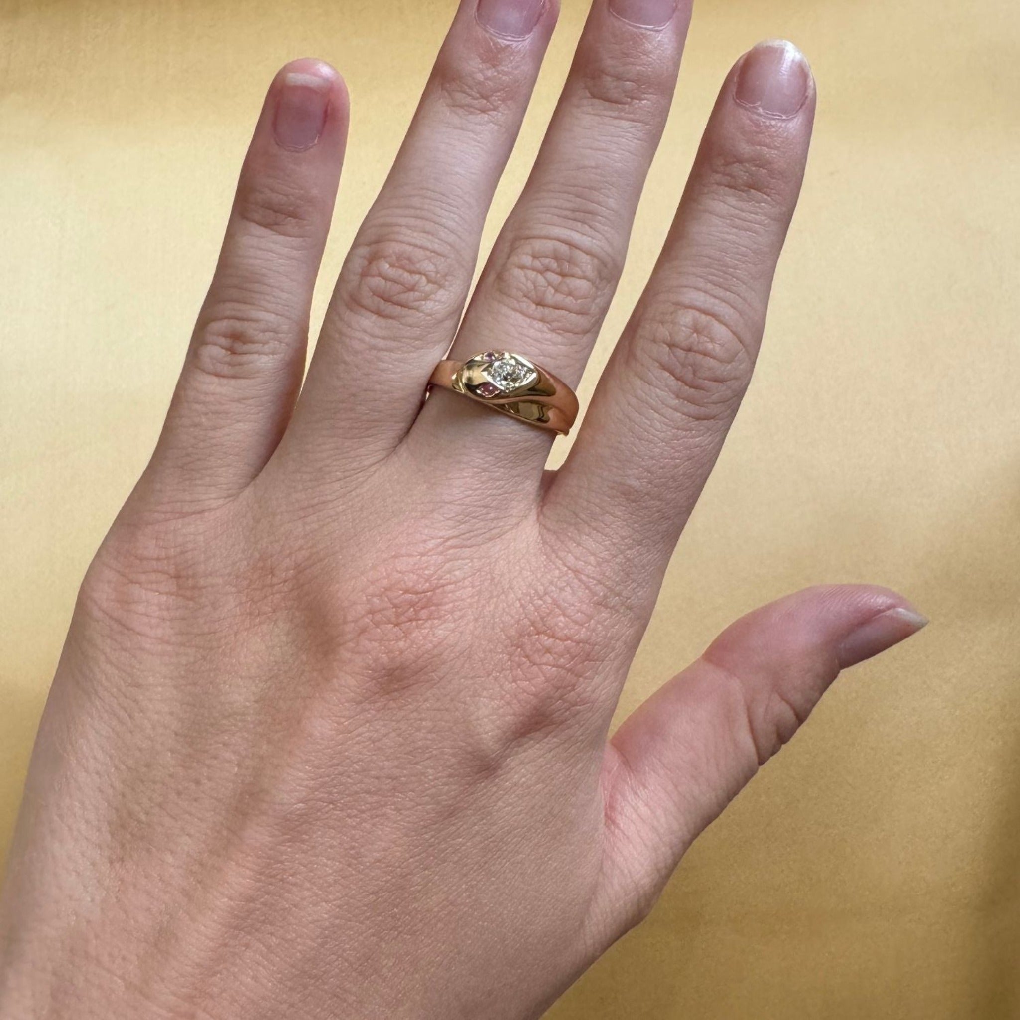 Victorian Diamond & Ruby 18K Gold Snake Ring