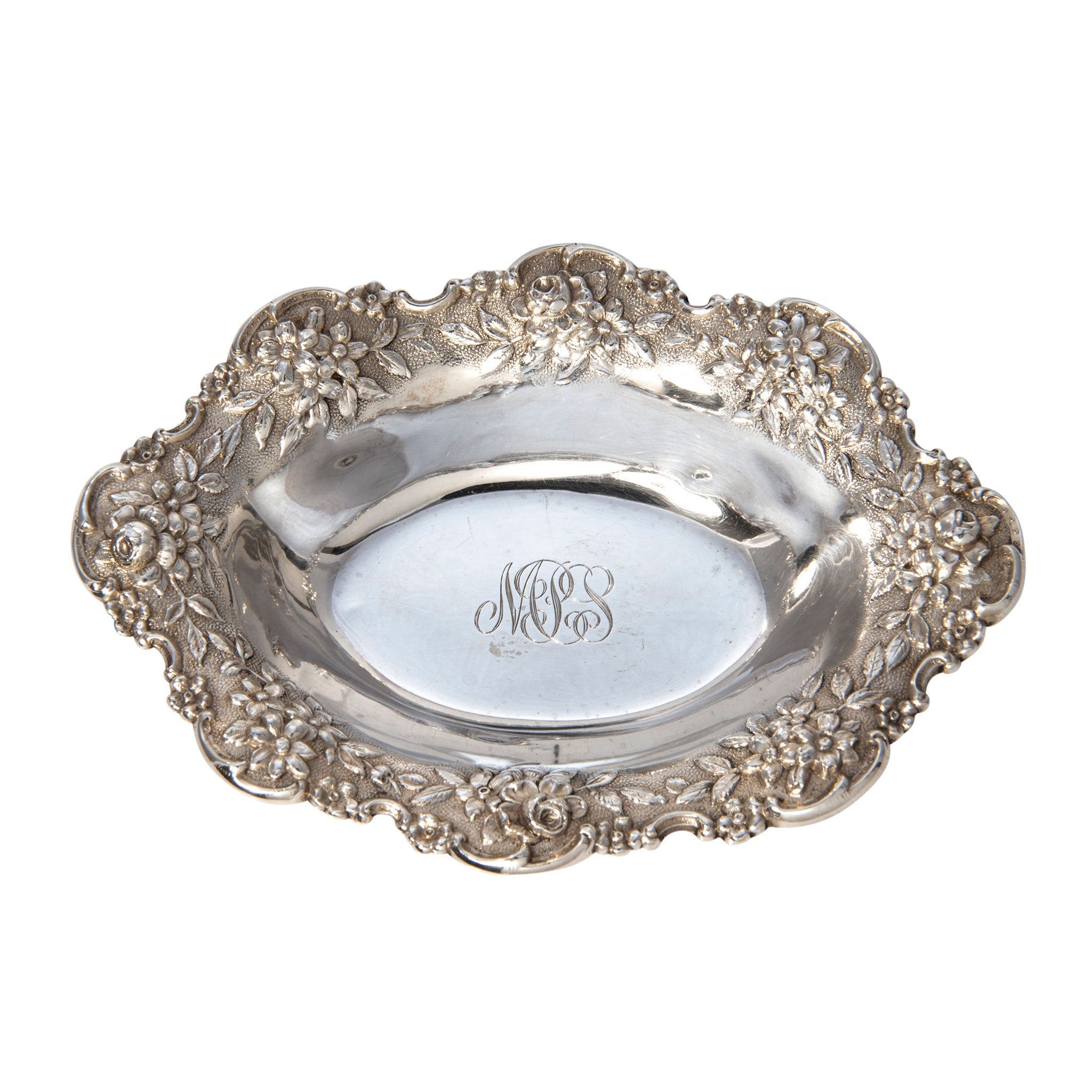 Estate S. Kirk & Son Sterling Silver Floral Nut Dish