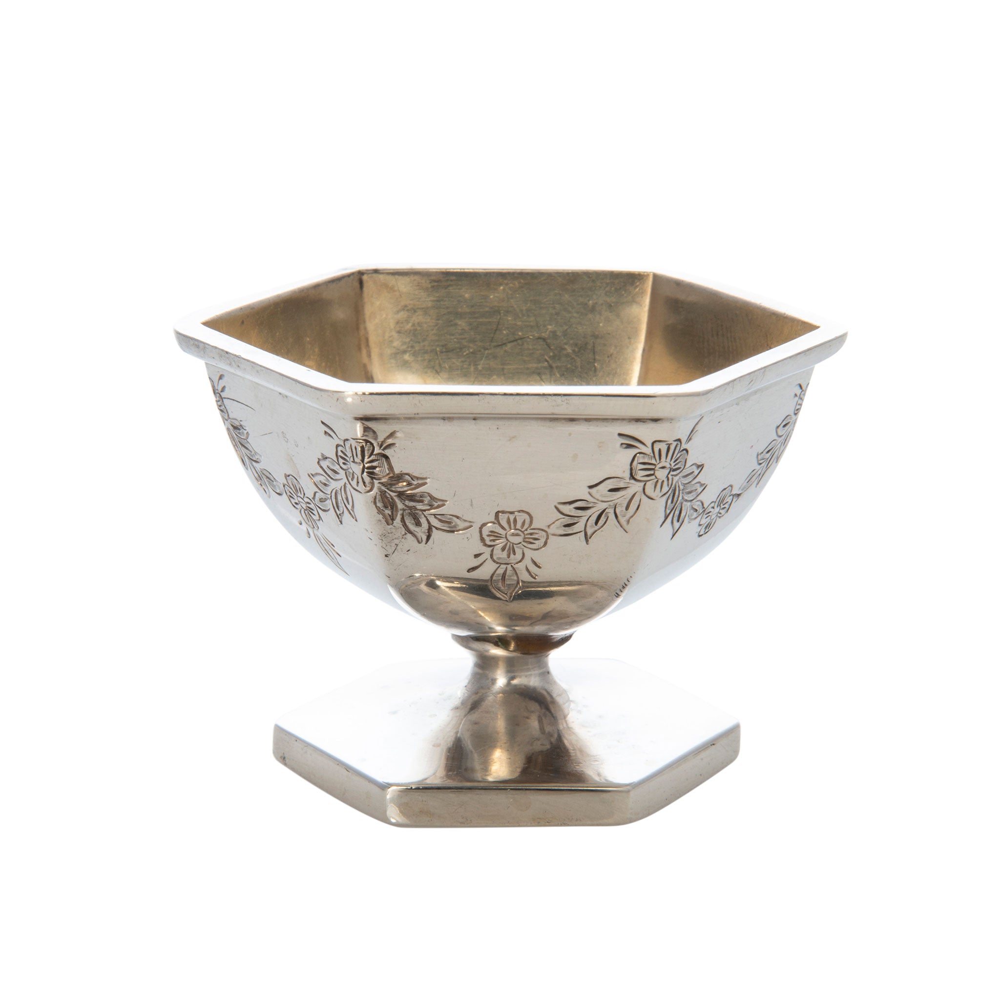 Estate Sterling Silver Floral Egg Cup