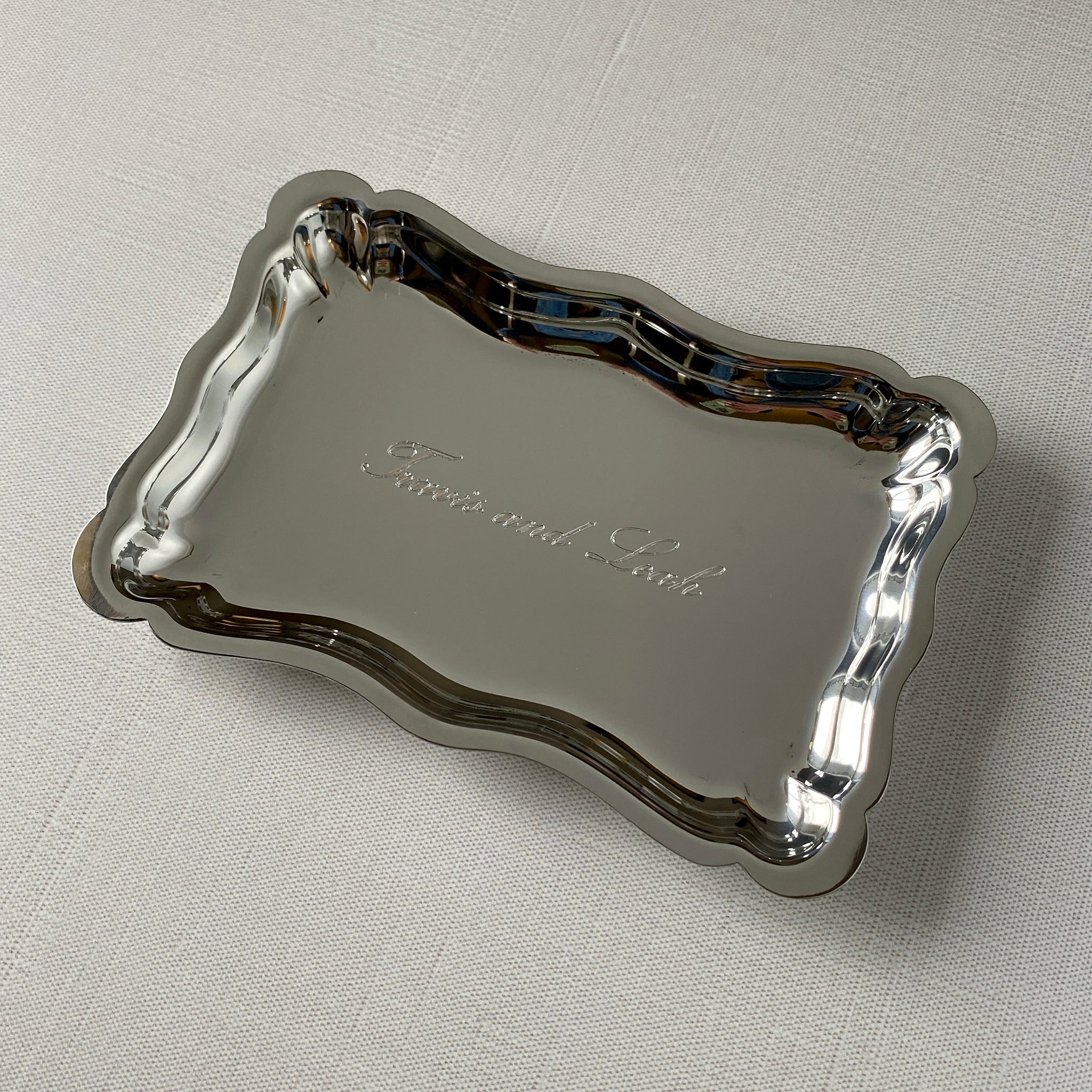 Pewter Chippendale Small Tray with machine engraved names