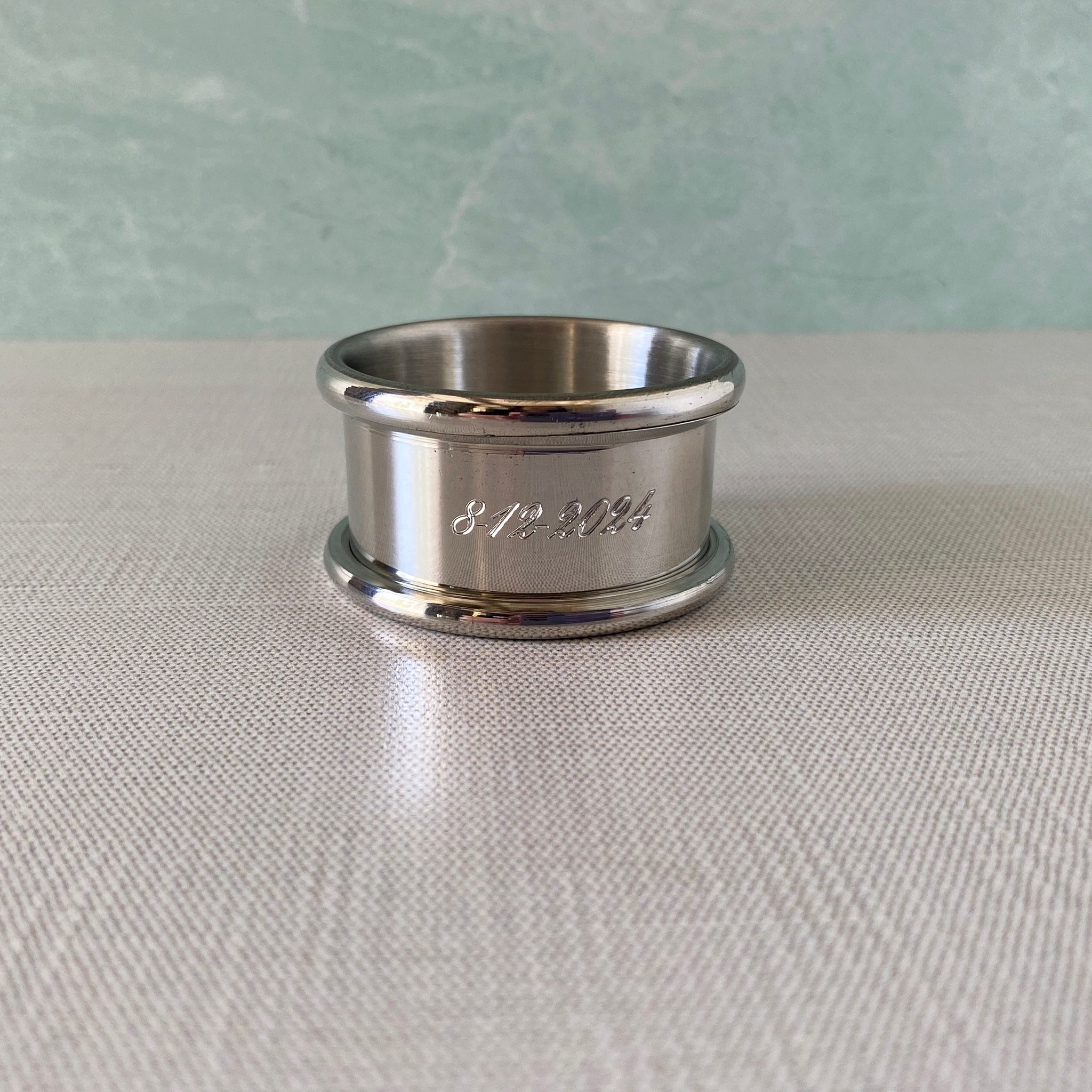 Pewter Napkin Ring with machine engraved date