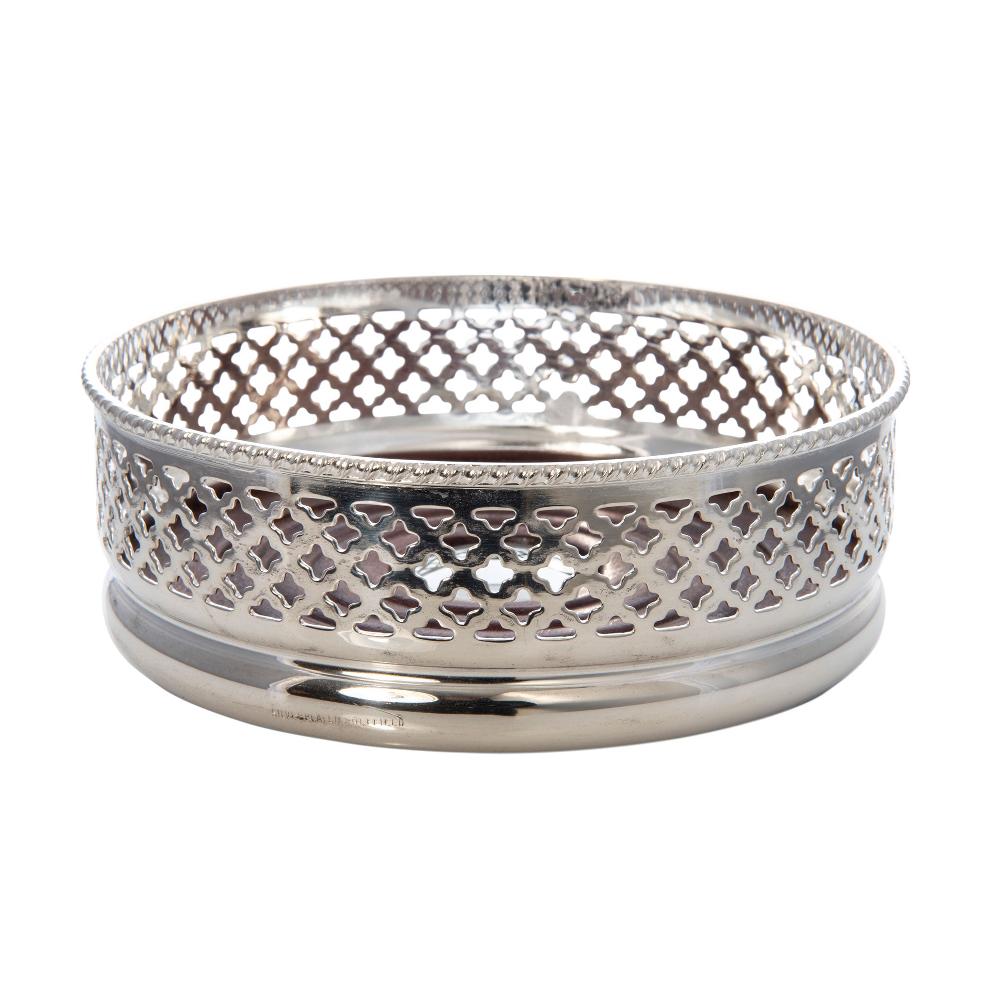 English Silver-Plated Double Diamond Wine Coaster