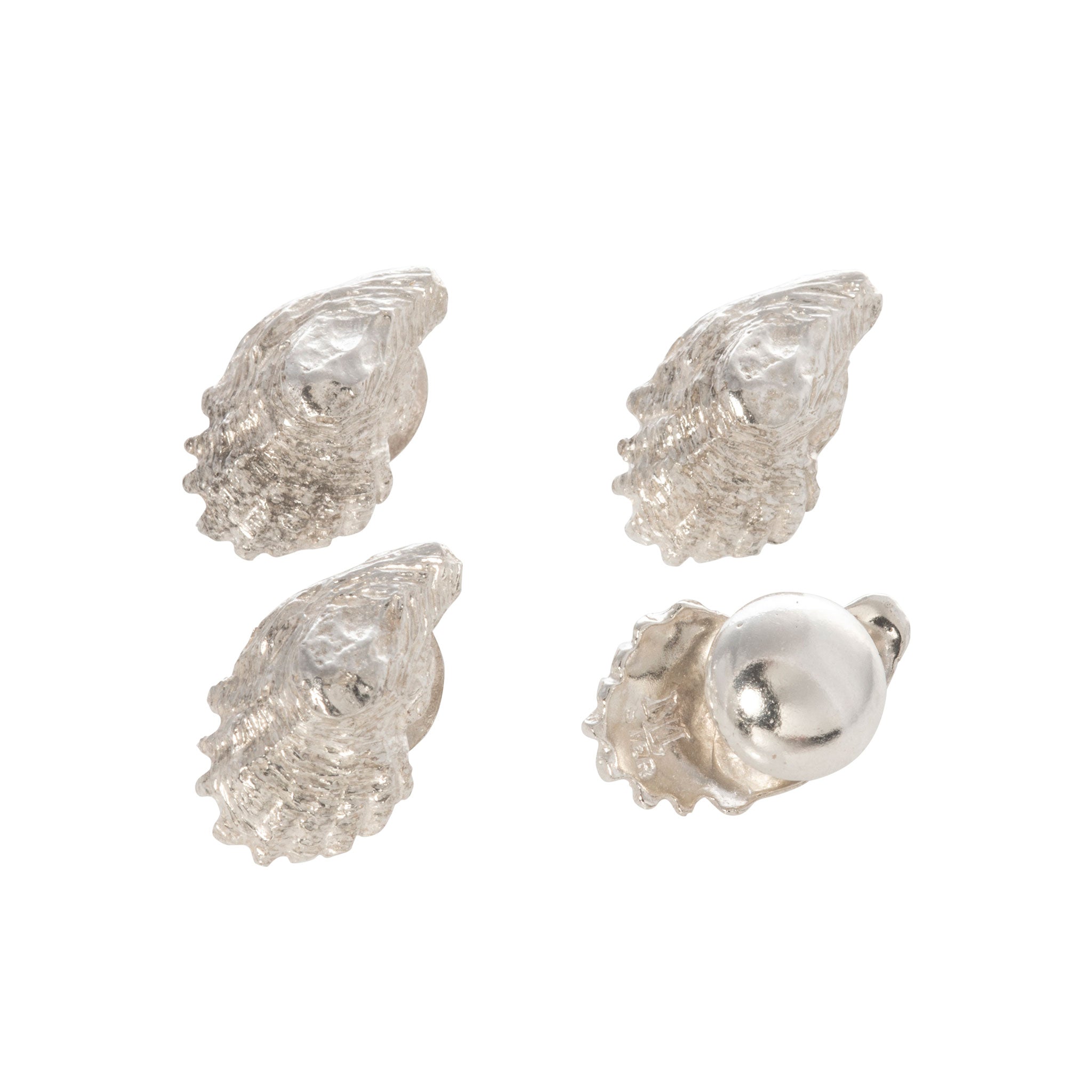 Sterling Silver Oyster Shell Dress Studs