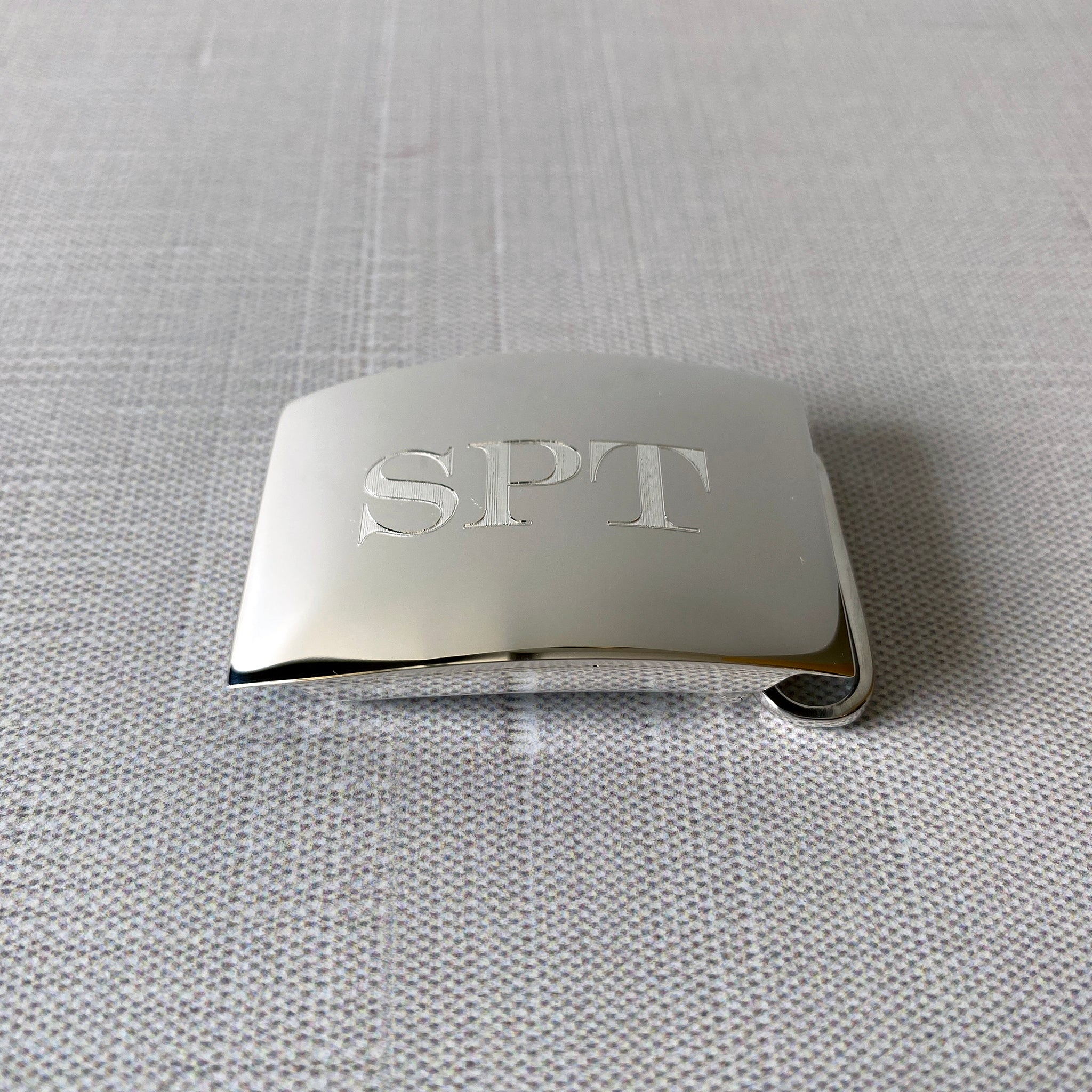 Plain Sterling Silver Belt Buckle 1″ with machine engraved initials