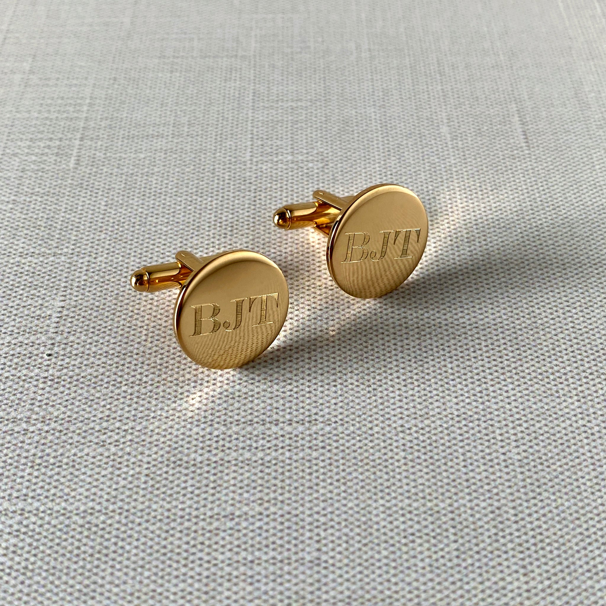 Gold Plated Polished Round Cufflinks