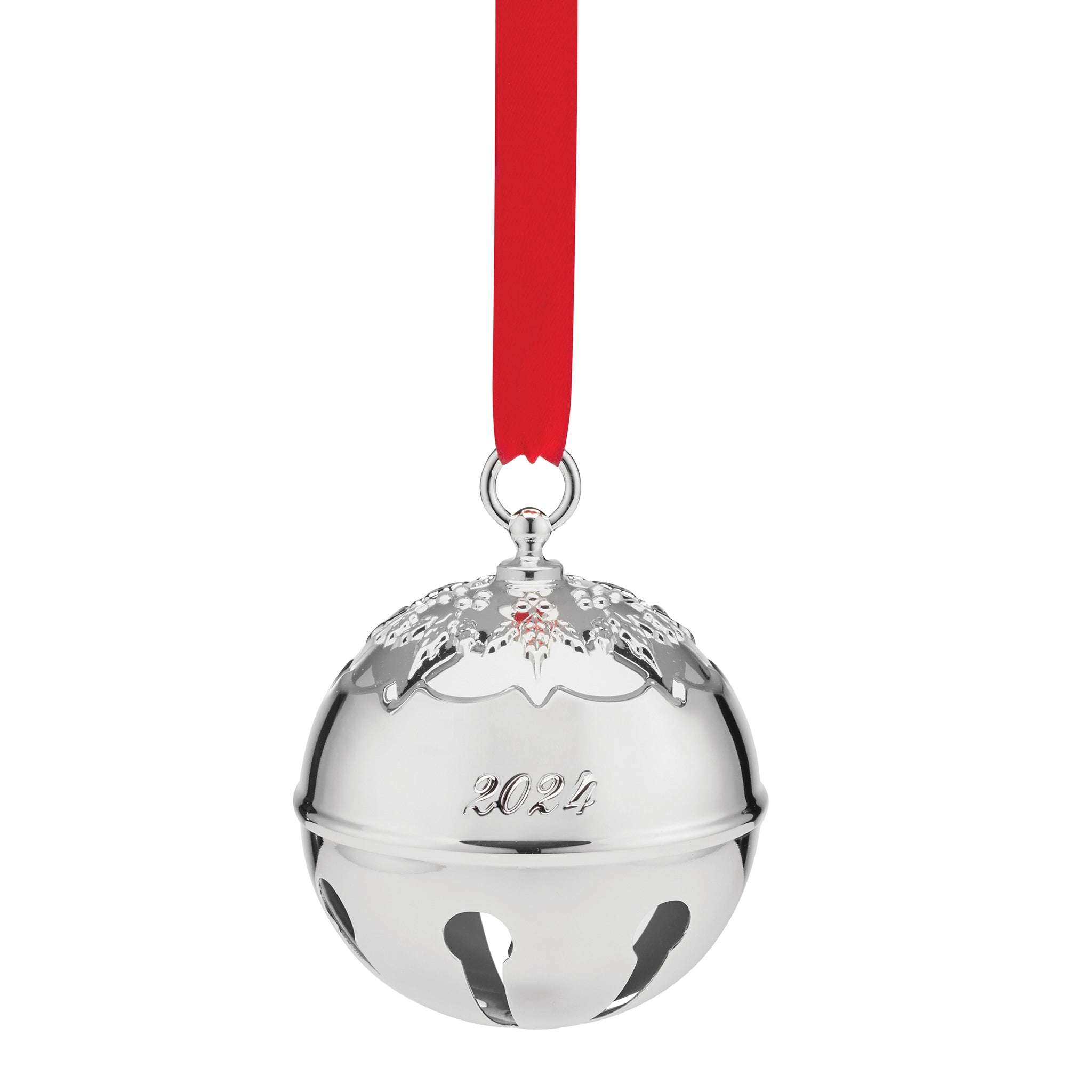 2024 Silver-Plated Holly Bell Ornament