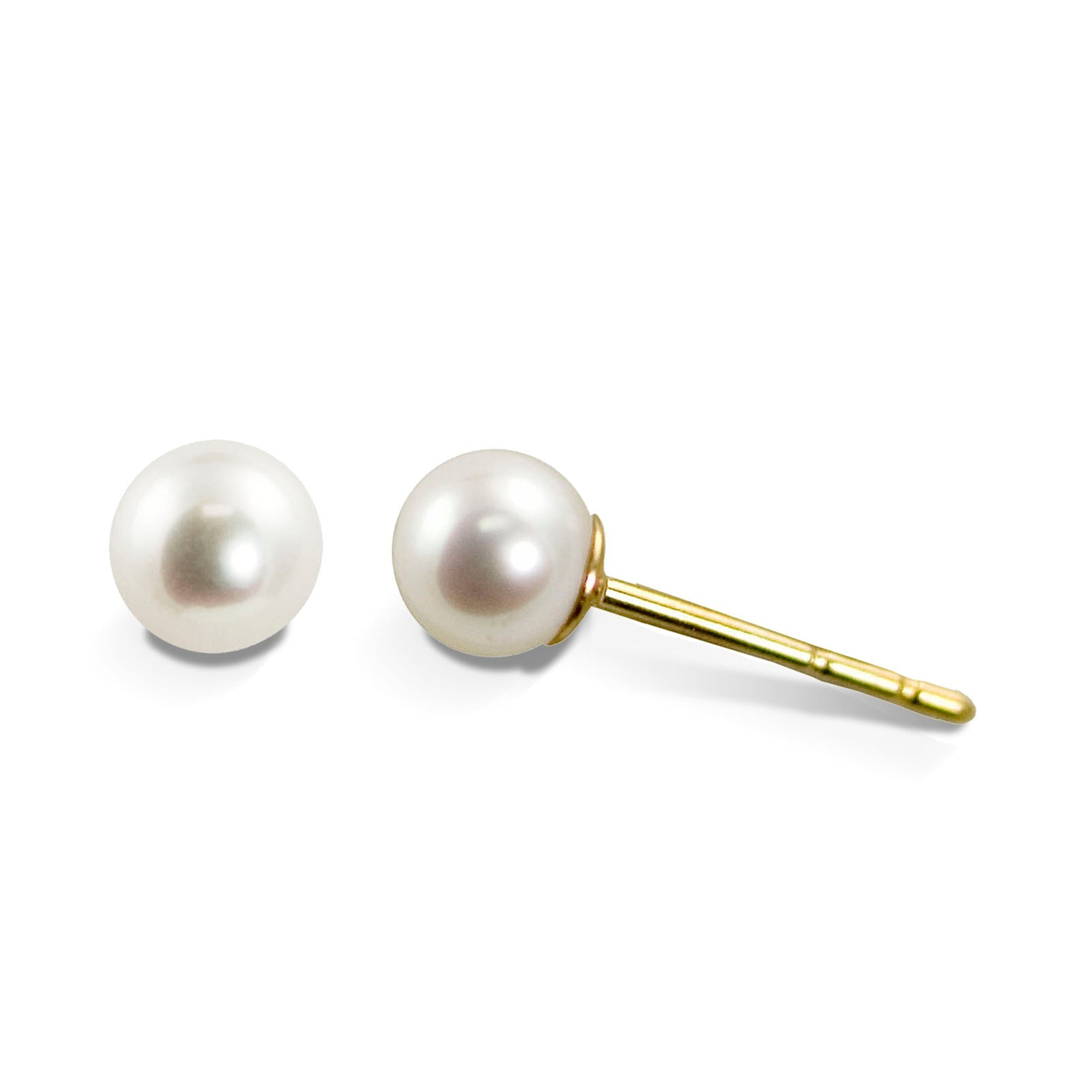 4mm “A” Akoya Pearl 14K Yellow Gold Stud Earrings