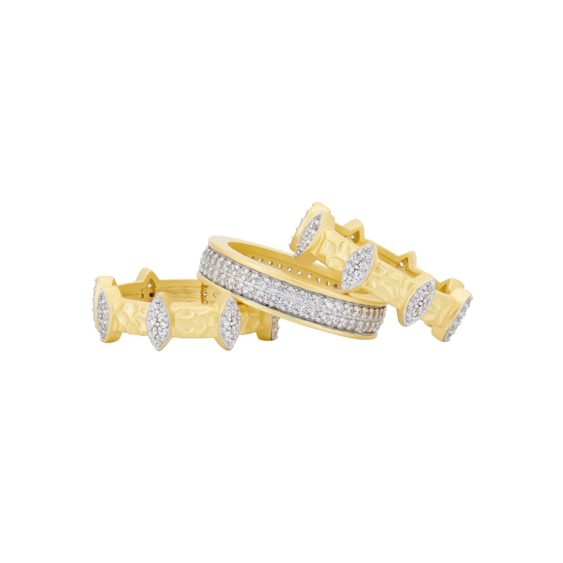 Freida Rothman Petals in Bloom Texutured 3-Stack Ring