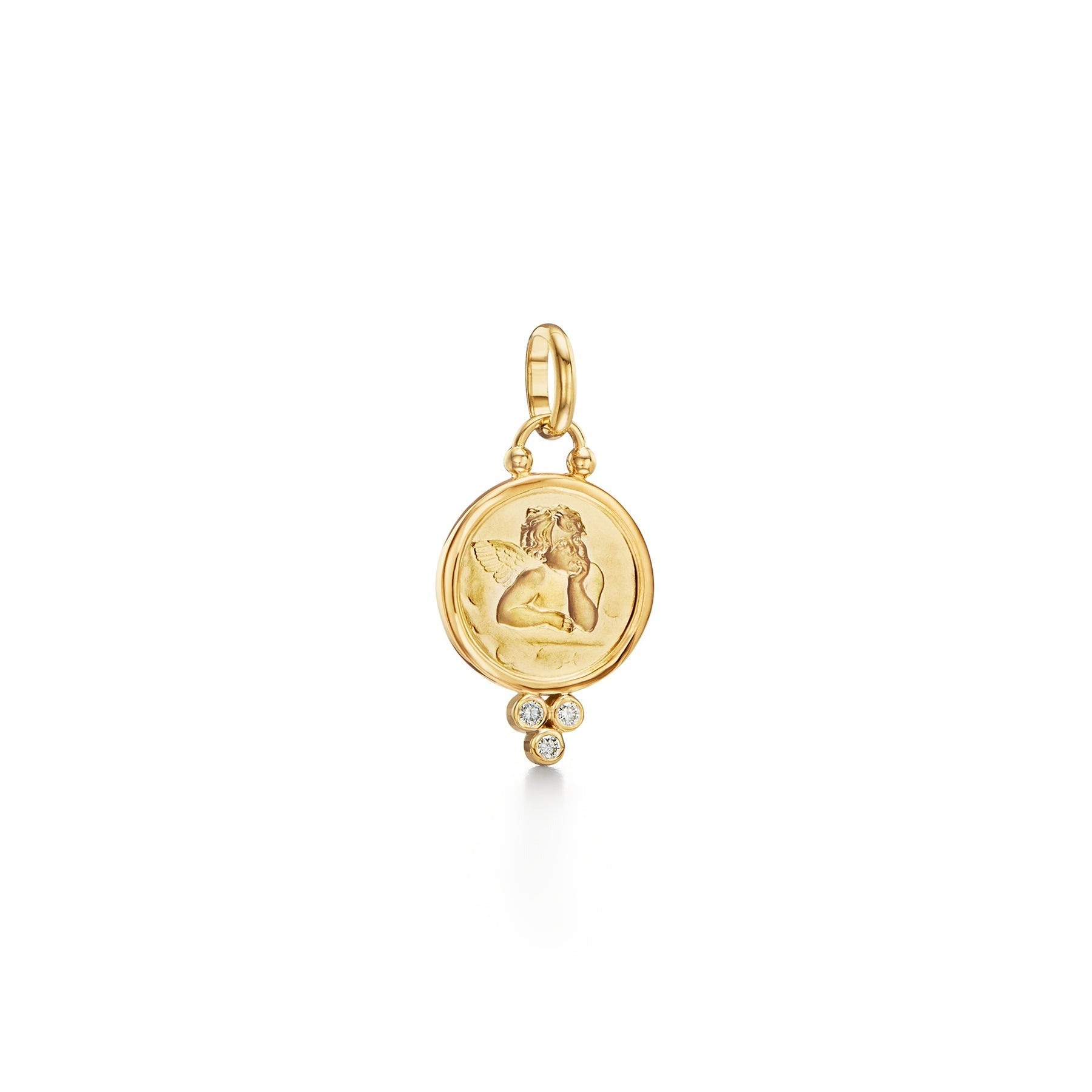 Temple St. Clair Diamond Trio Angel Pendant 14mm