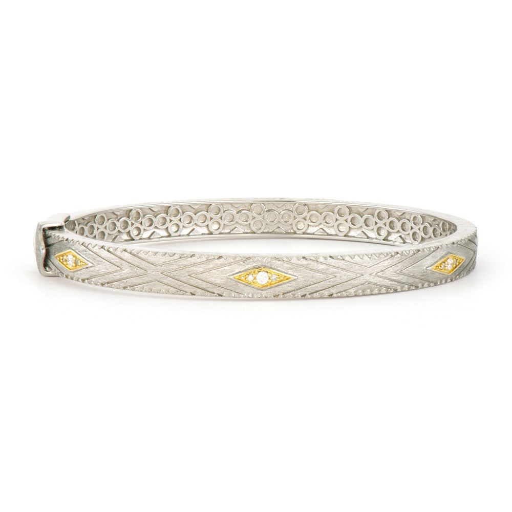 Jude Frances Moroccan Geometric Lined Milgrain Bangle