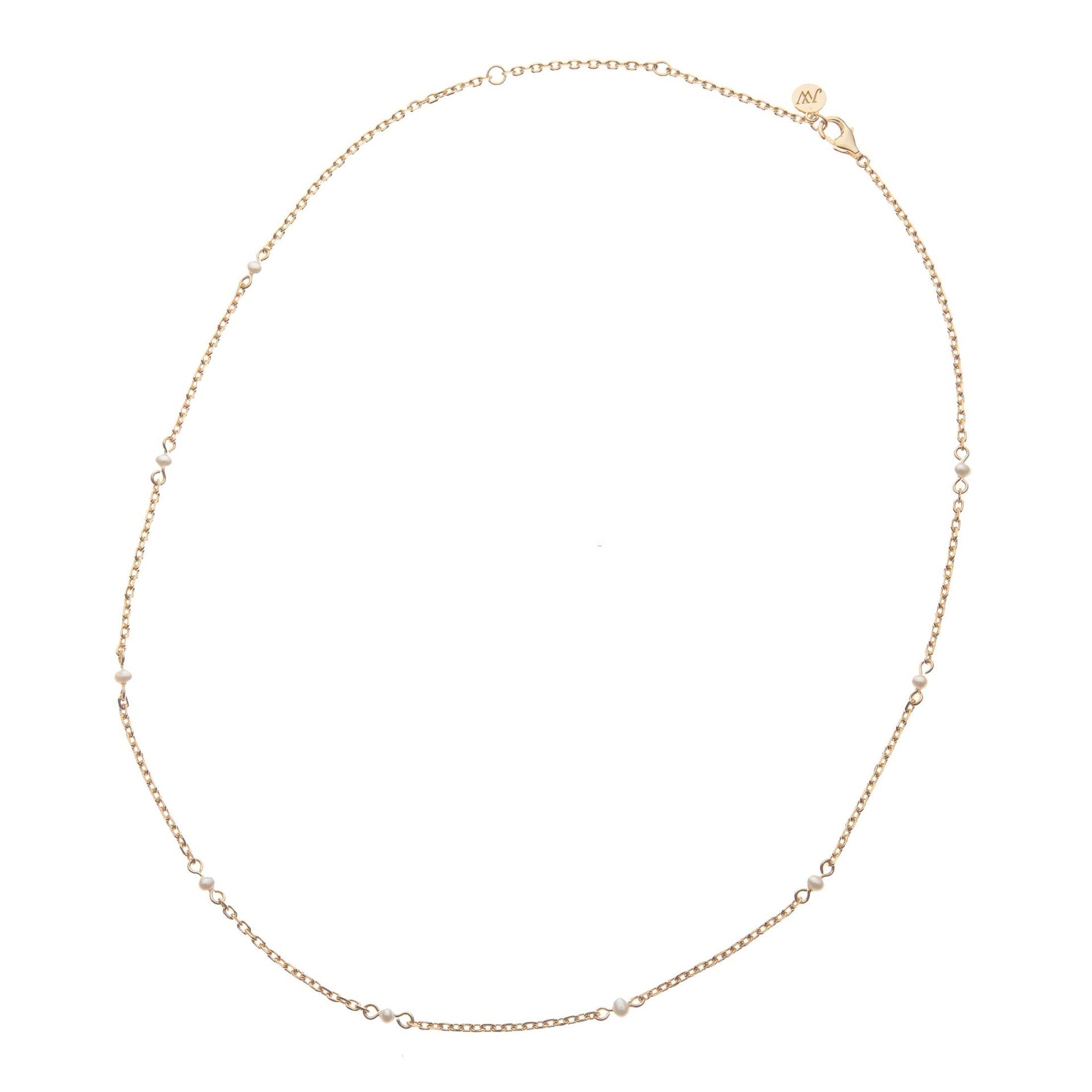 Jane Win Adjustable Pearl Station Chain Necklace