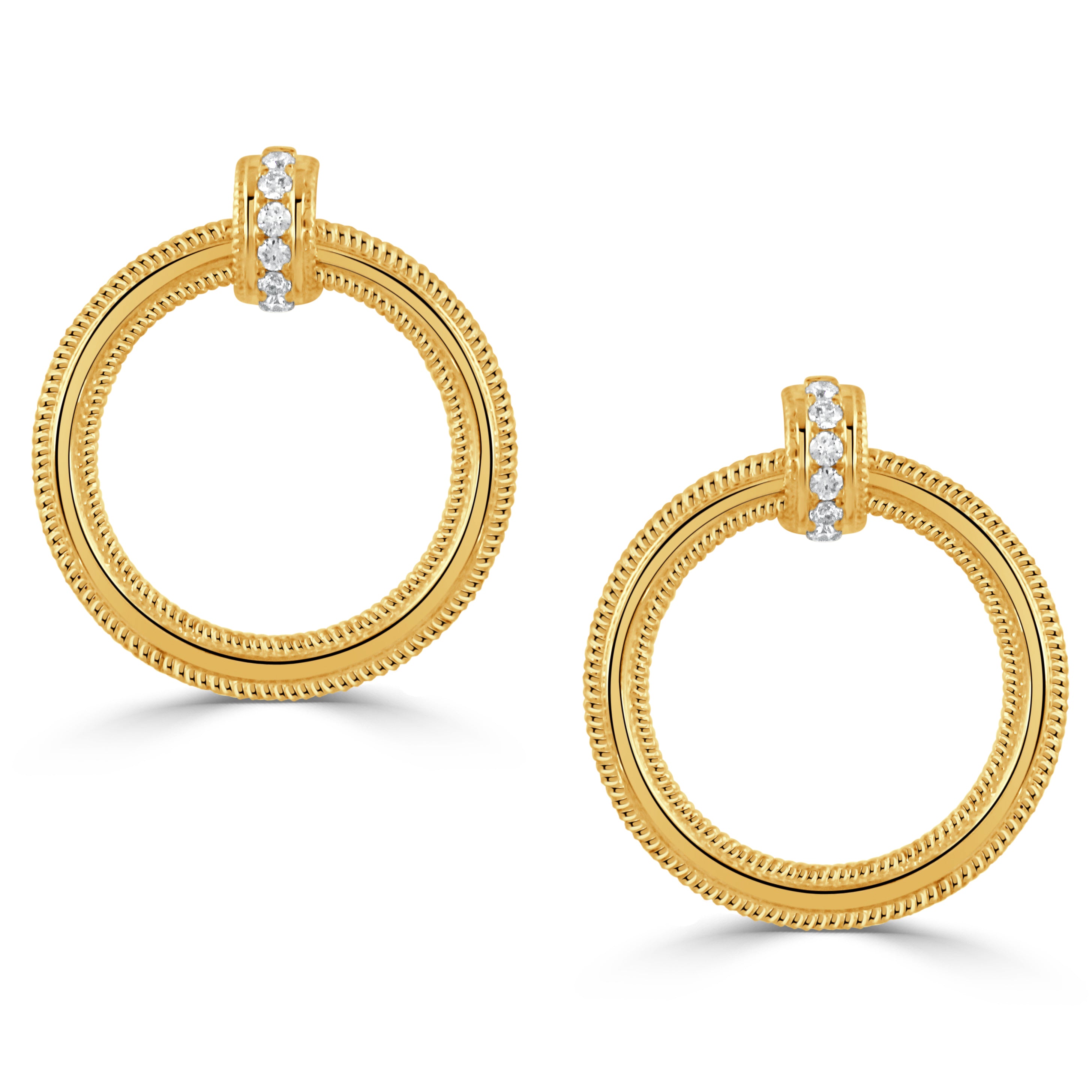 Diamond 18K Yellow Gold Door Knocker Earrings