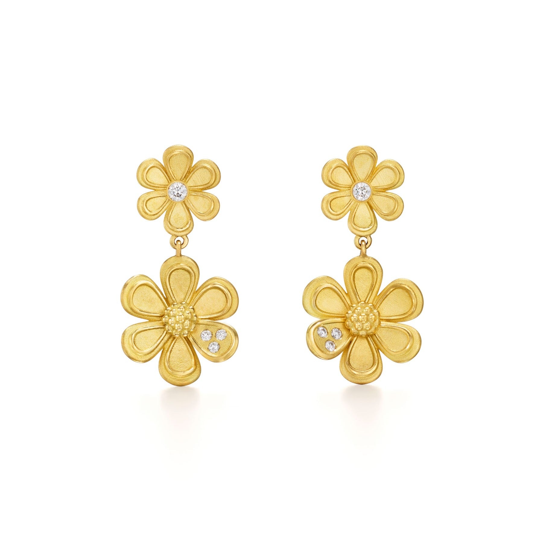 Temple St. Clair Golden Flower Drop Earrings