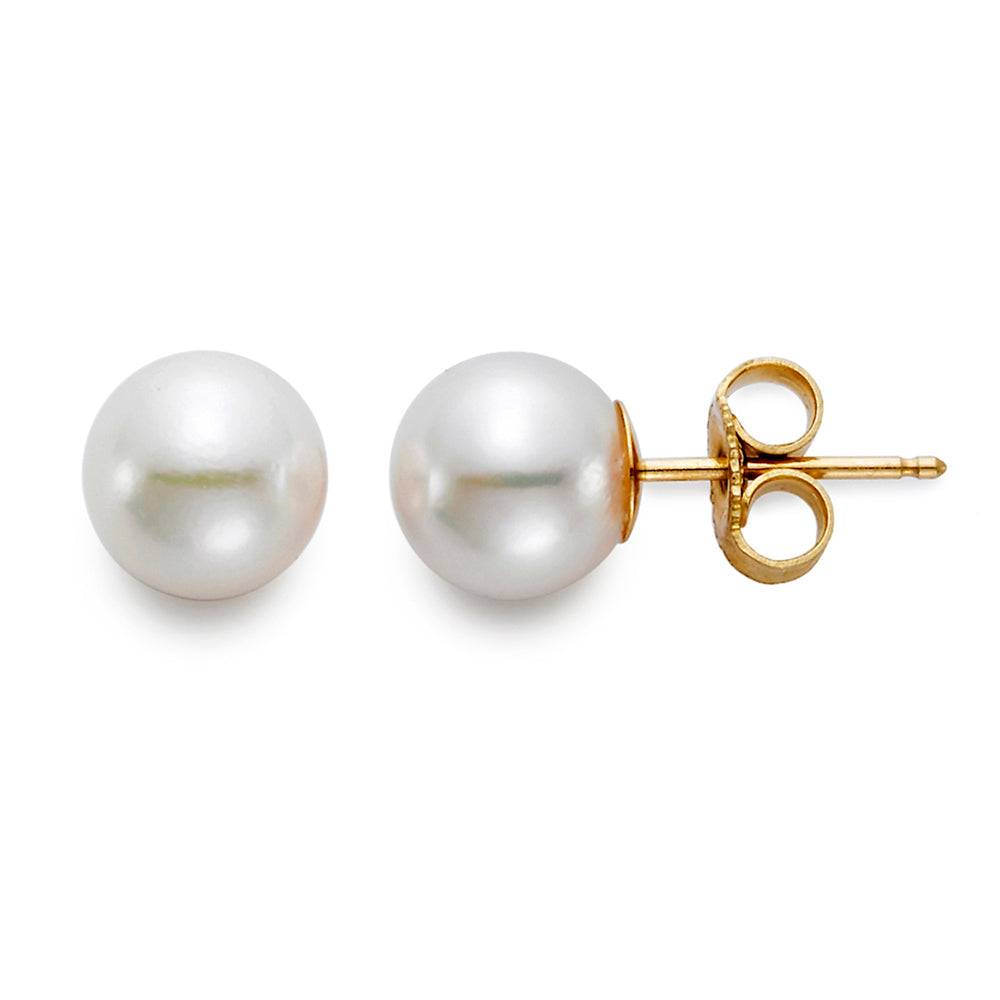 9-9.5mm “A” Freshwater Pearl 14K Yellow Gold Stud Earrings